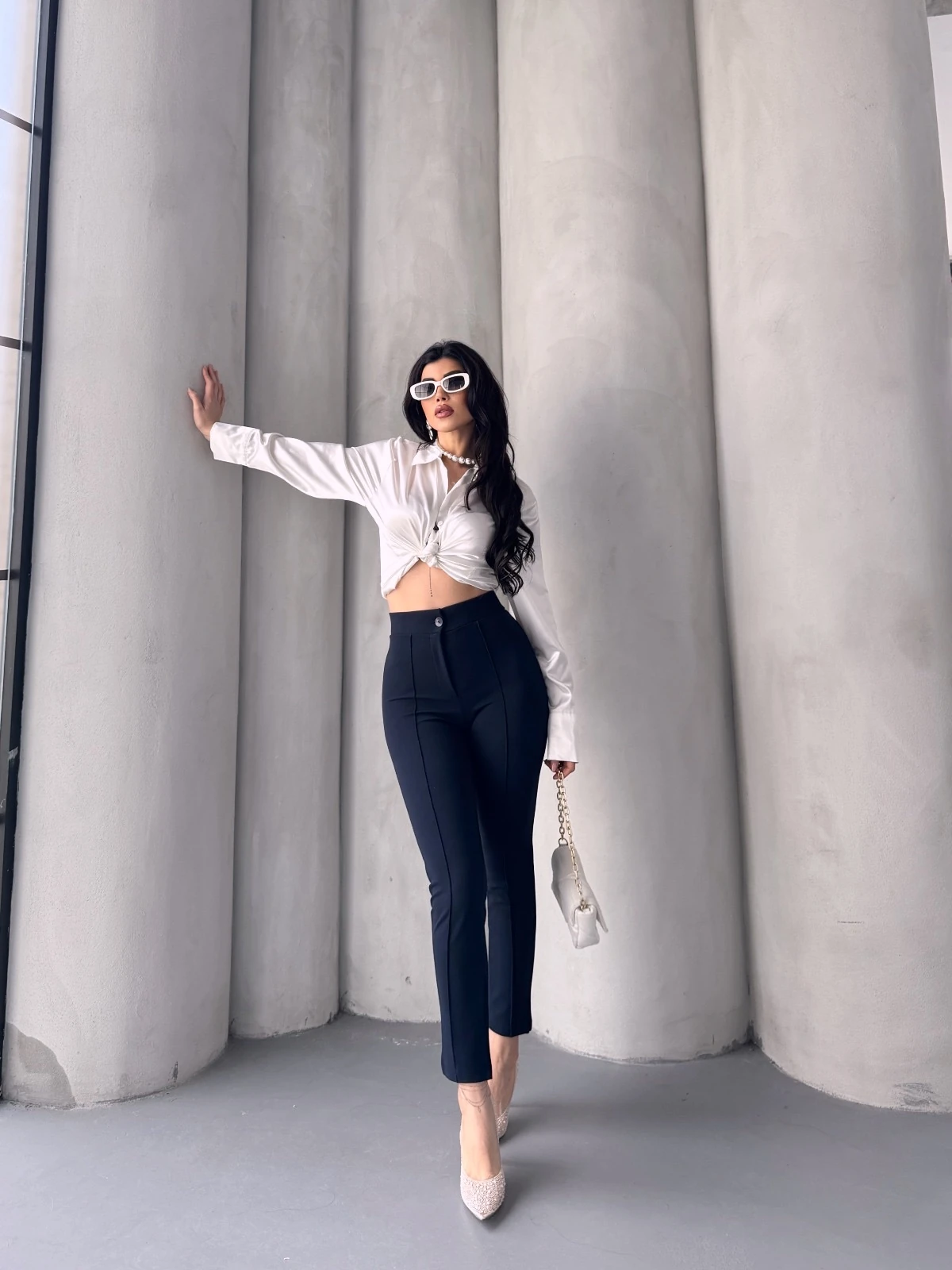 LİKRALI MANGO PANTOLON LACİVERT 