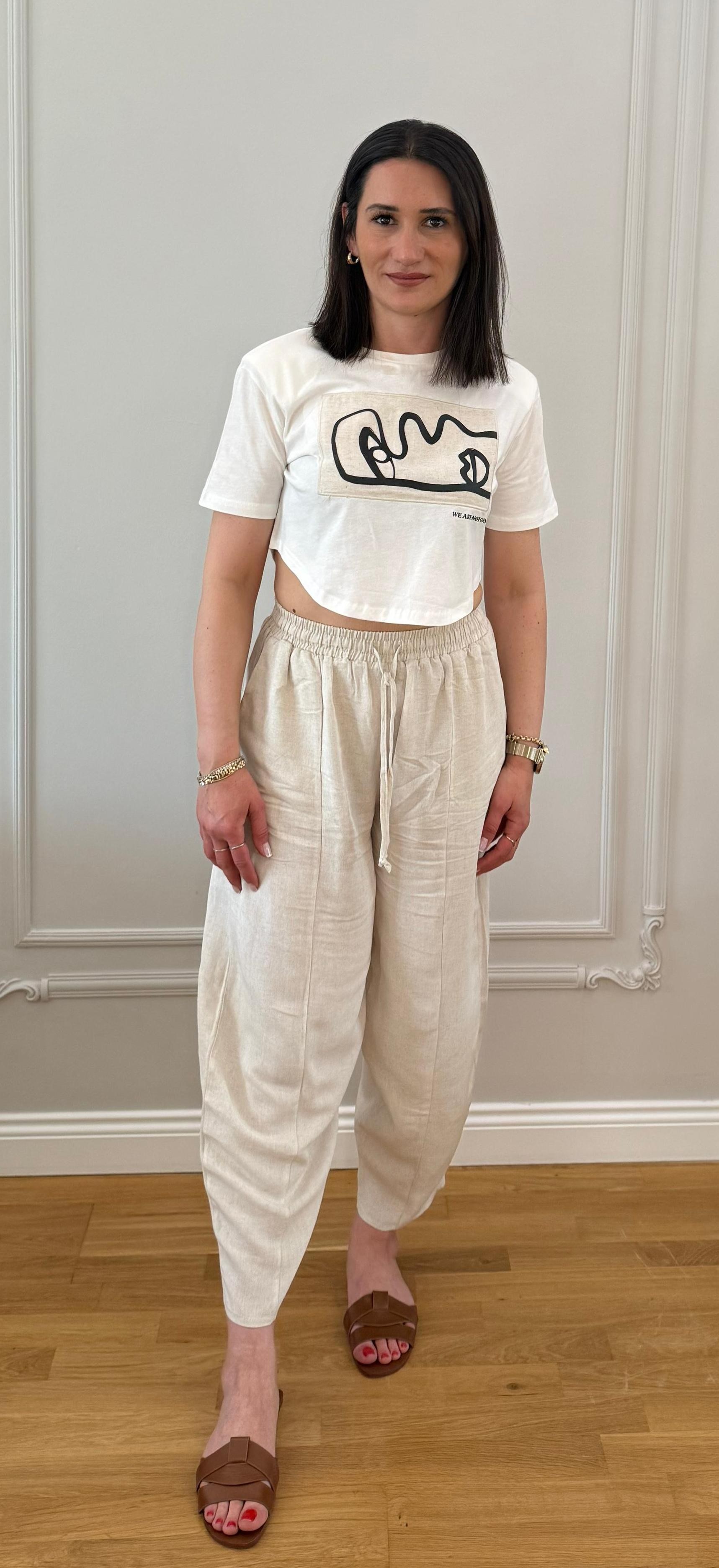 KETEN ŞALVAR MODEL PANTOLON BEJ