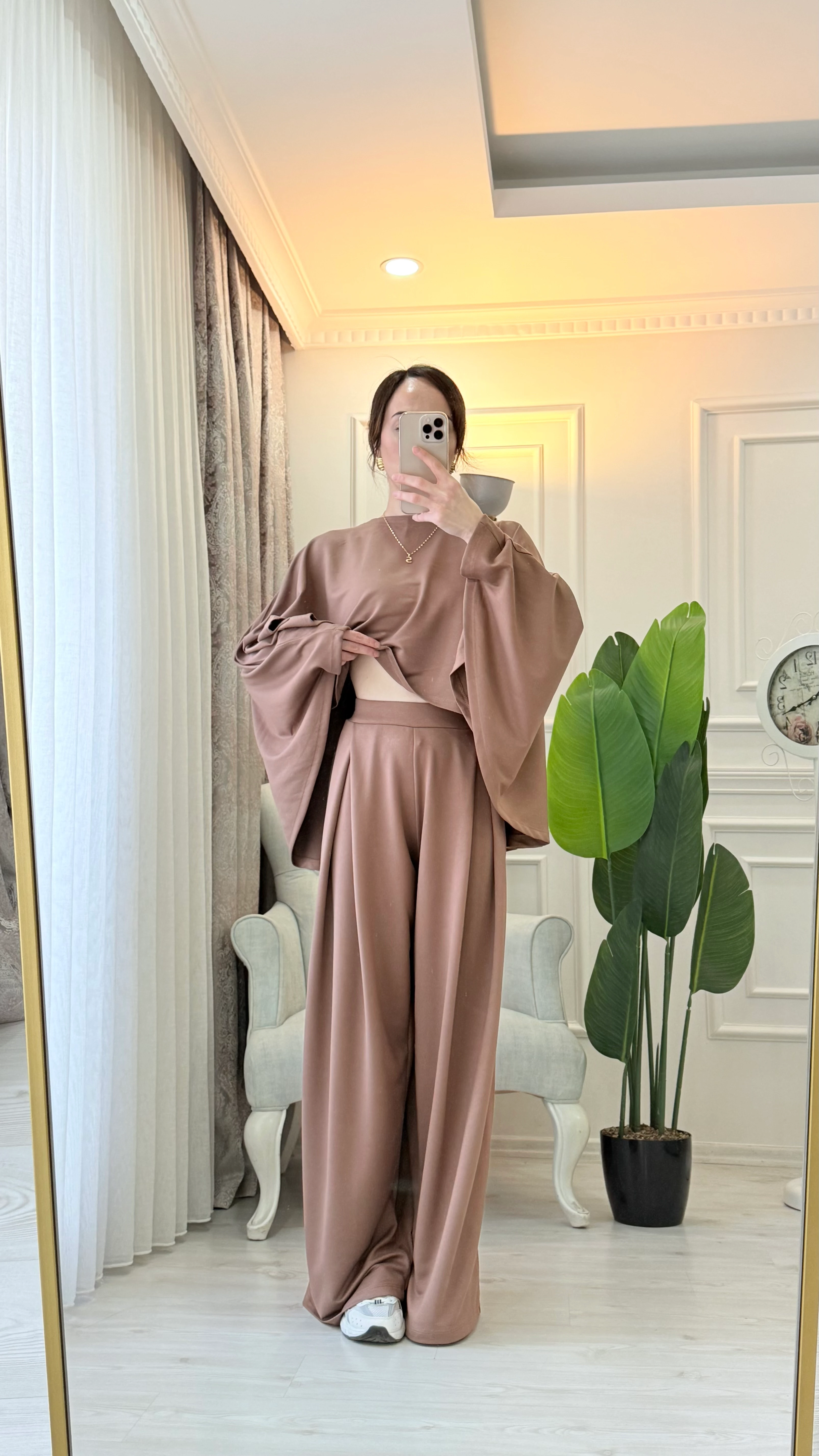 PELERİNLİ MODAL TAKIM KAHVE