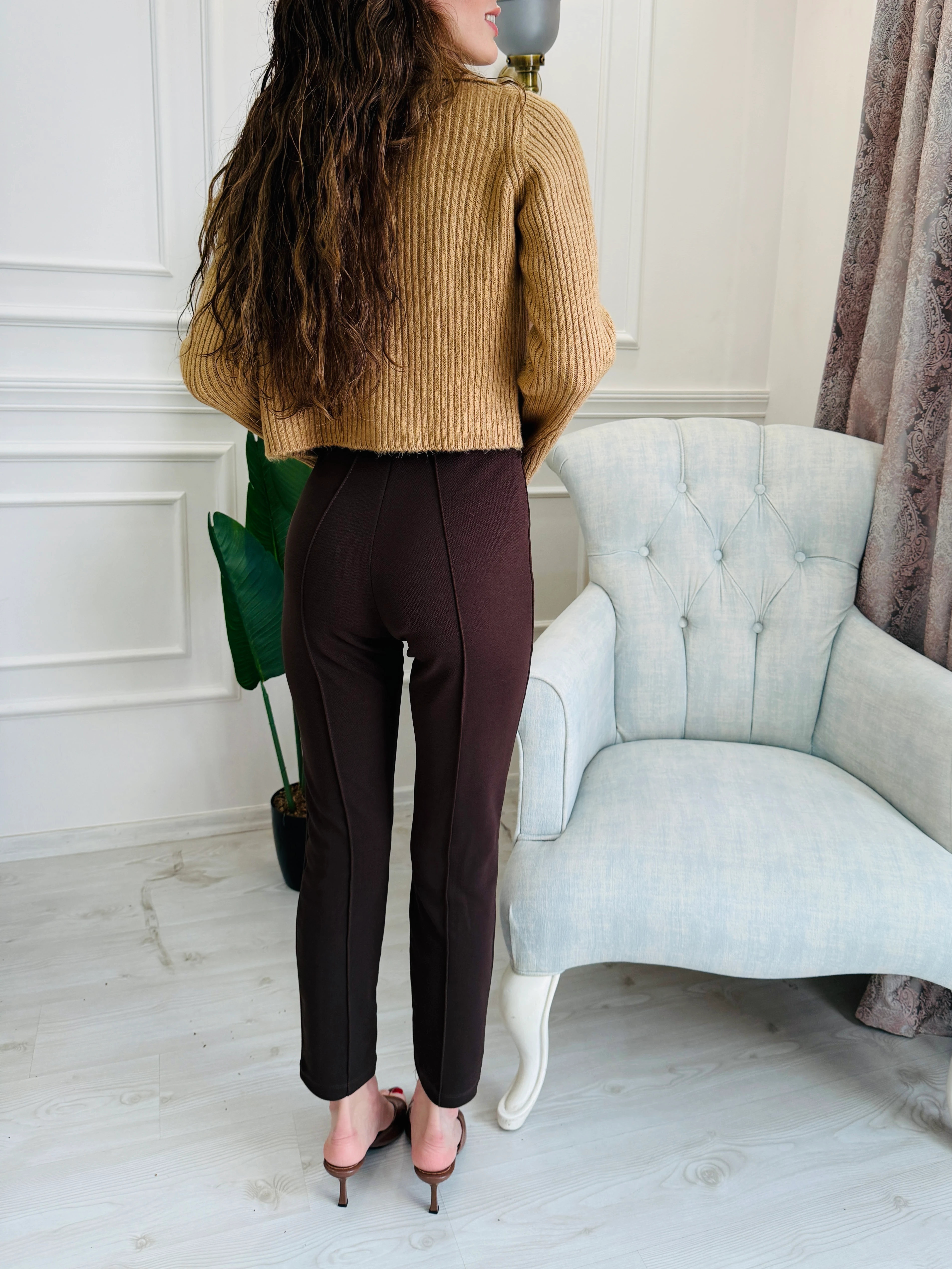 LİKRALI MANGO PANTOLON KAHVE