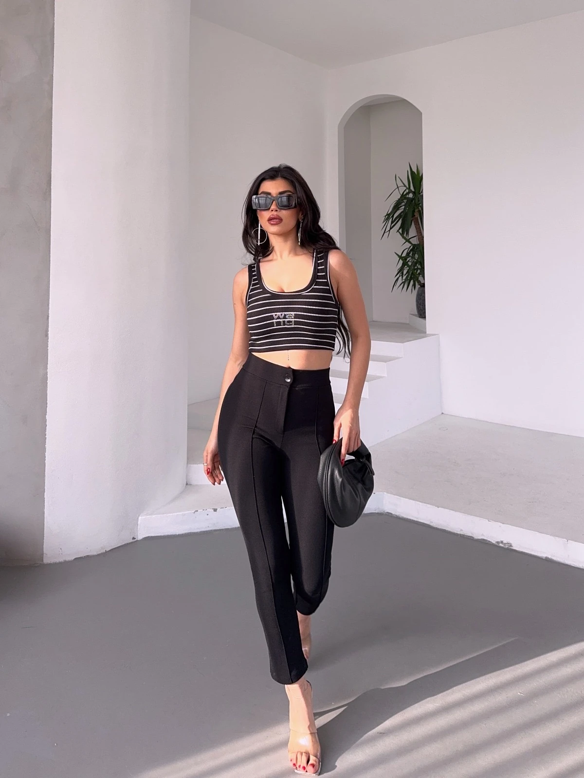 LİKRALI MANGO PANTOLON SİYAH