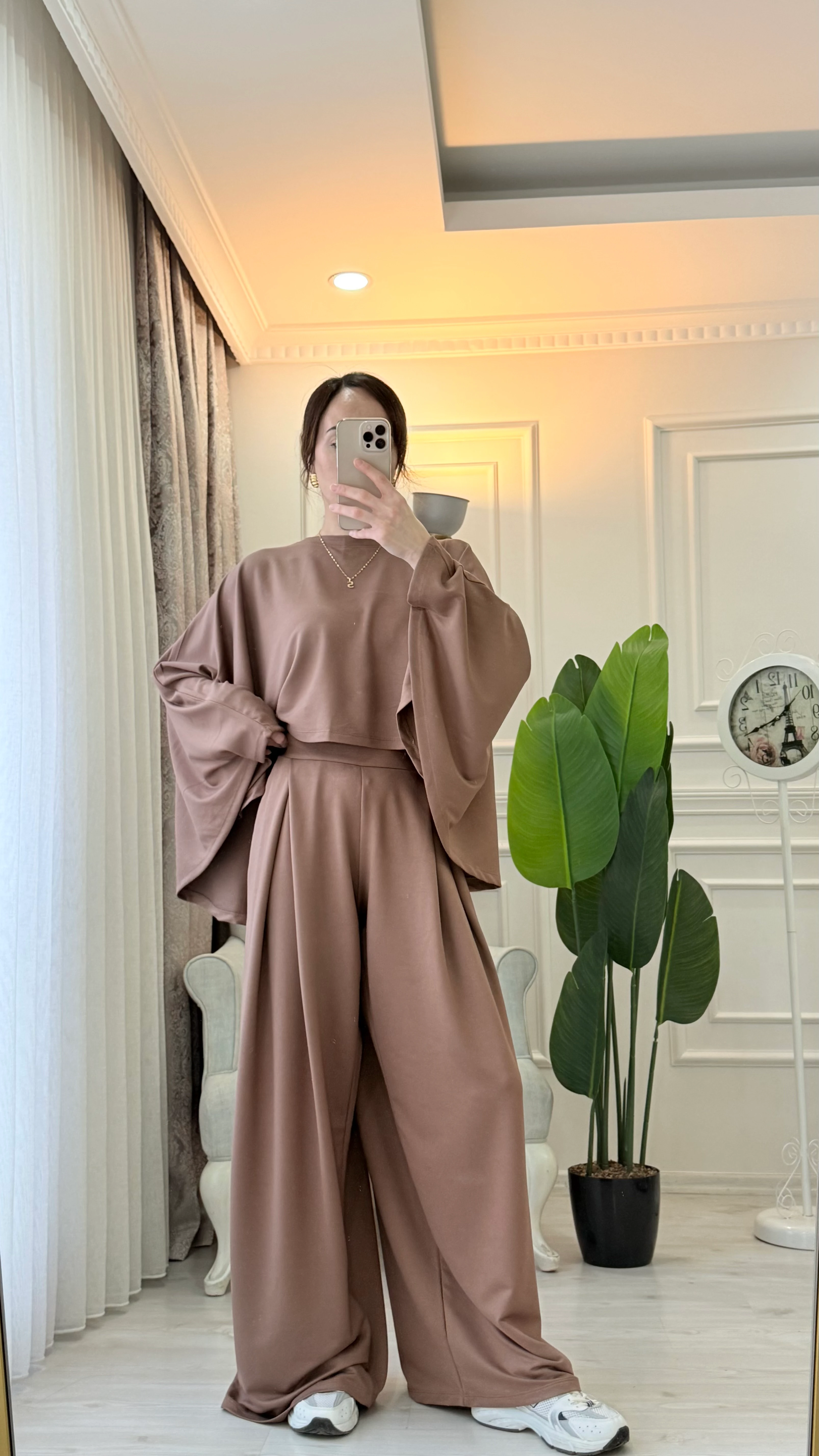 PELERİNLİ MODAL TAKIM KAHVE