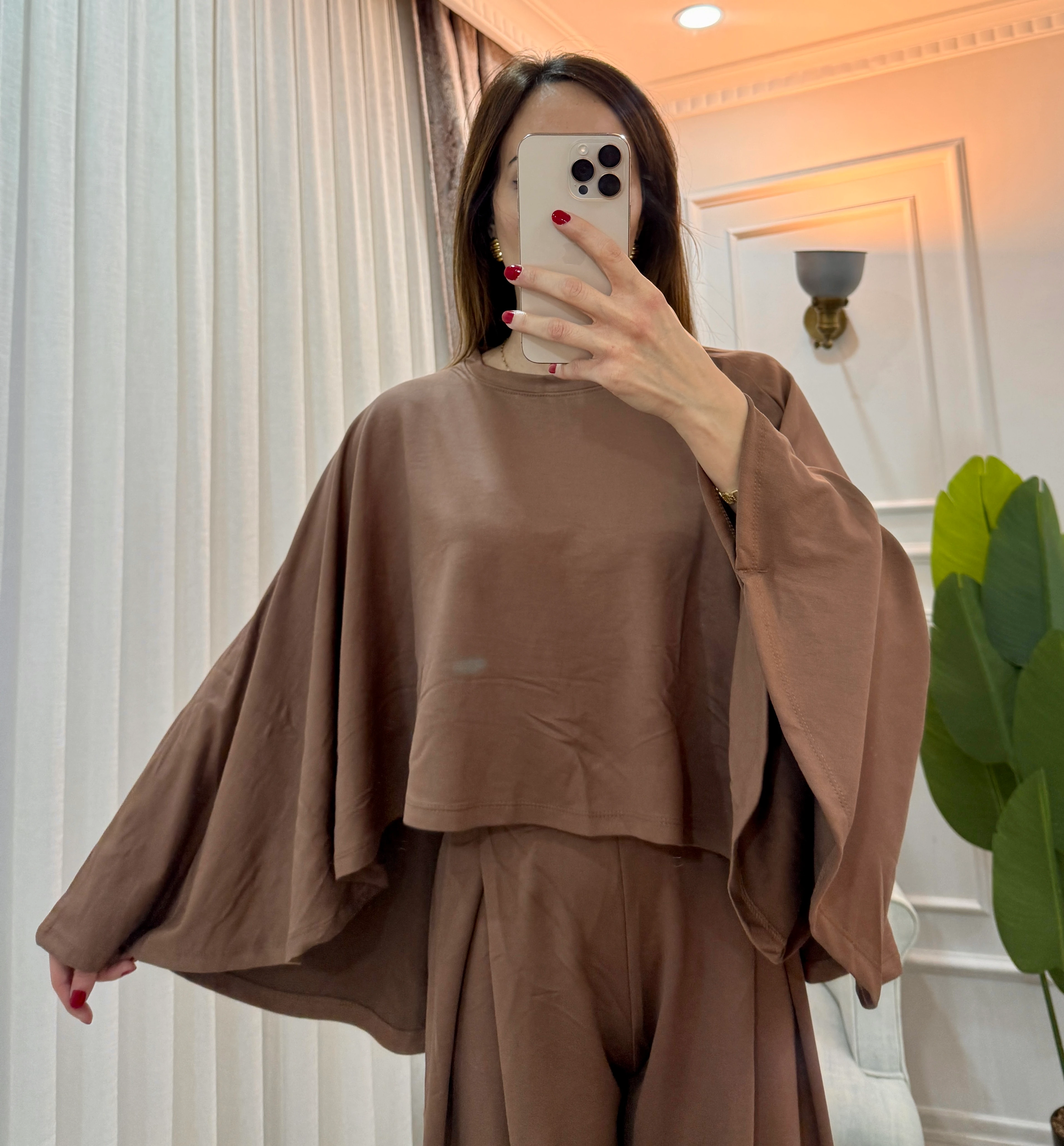 PELERİN PİLELİ TAKIM KAHVE