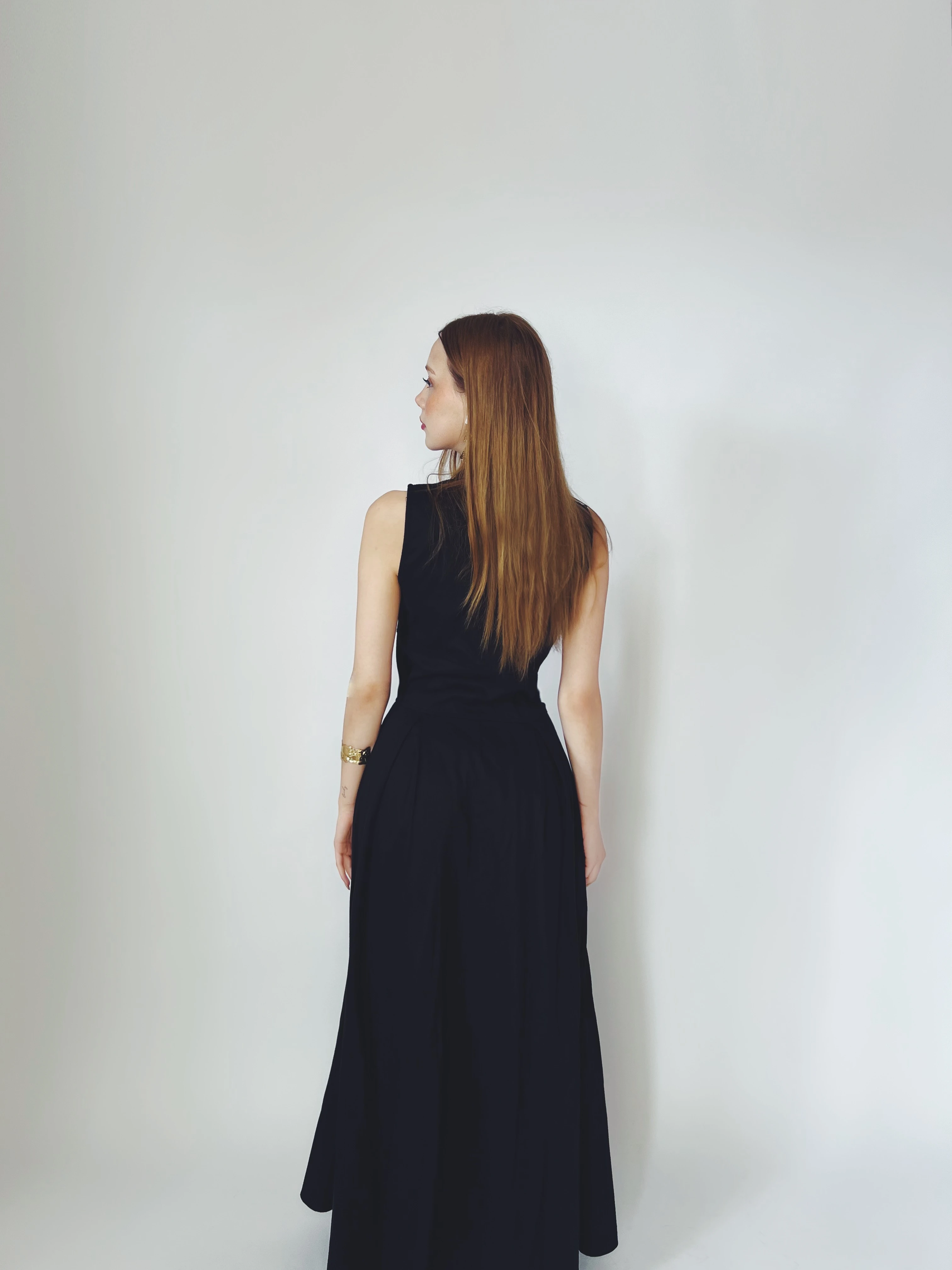 Özel Dikim Fermuarlı Uzun Elbise. Siyah