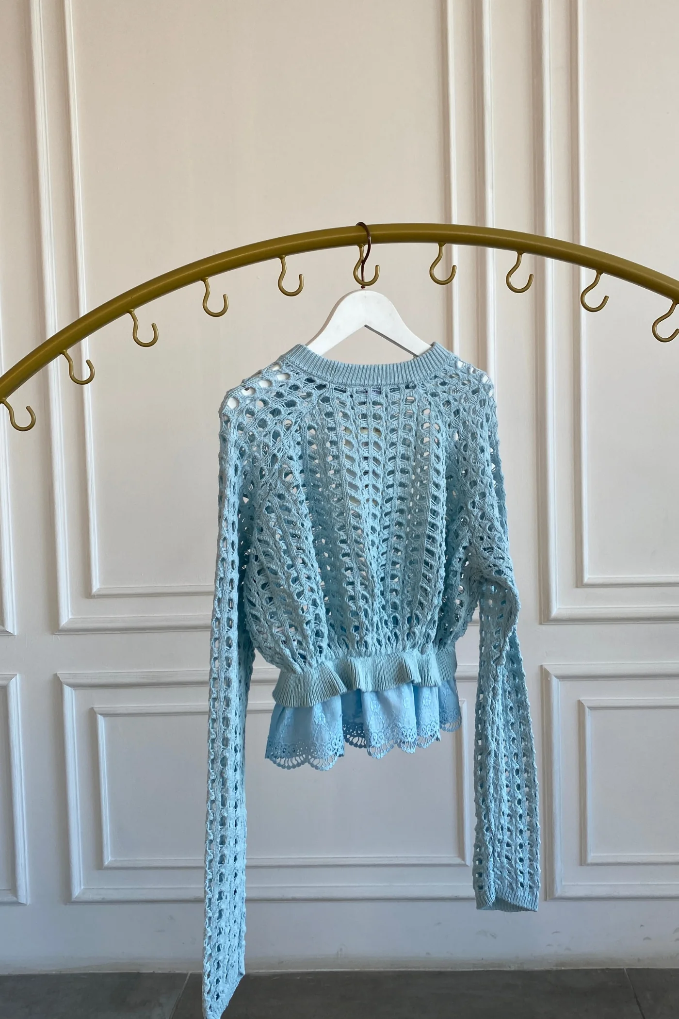 Brode Detaylı Triko  - BEBE MAVISI