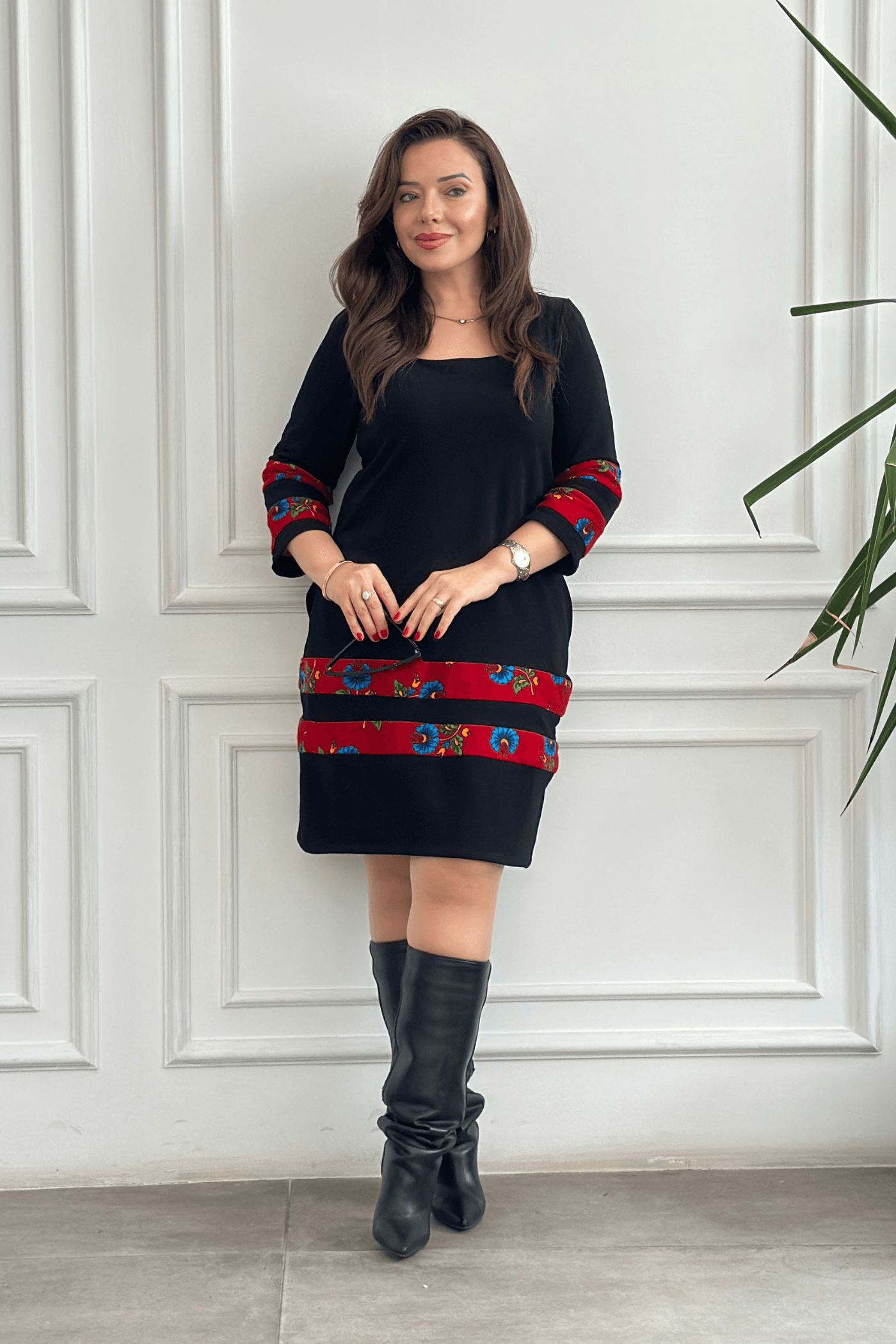 Etek Ve Kol Pazen Detaylı Pamuk Elbise