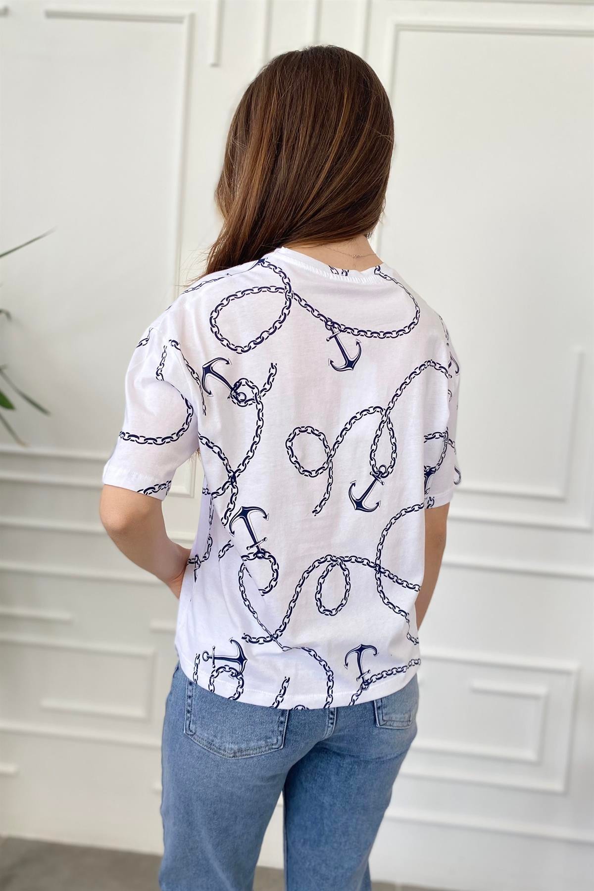 Çapa Desenli T-Shirt
