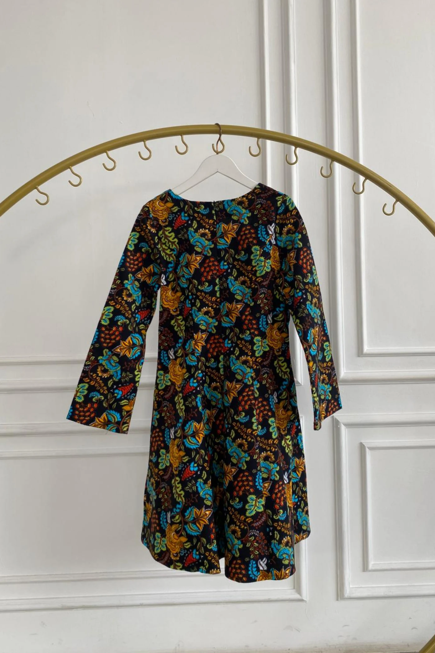 Oval Yaka Yanları Cep Detaylı Pazen Çan Elbise