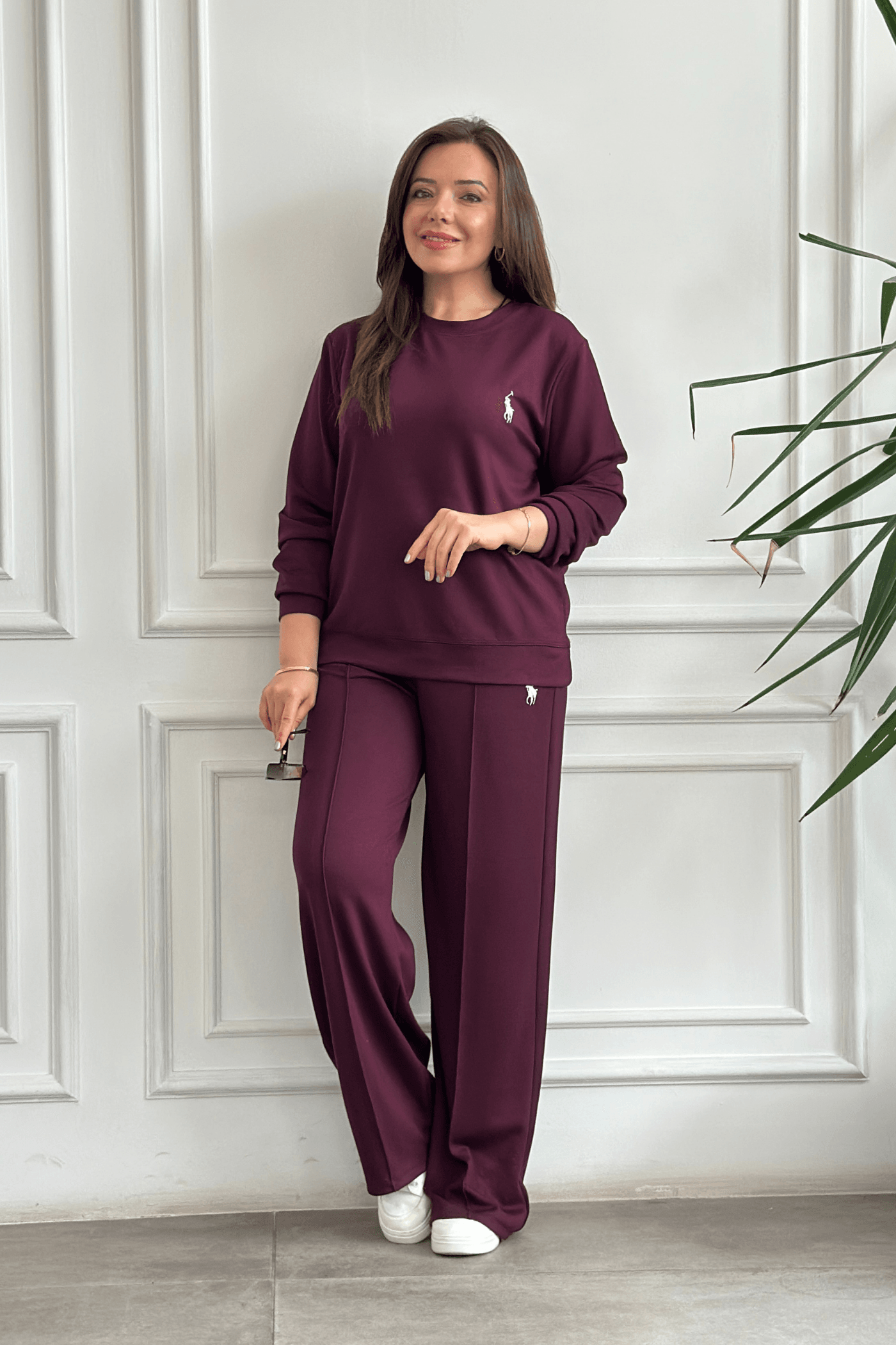 Pantolonu Nervür Dikişli Düz Takım