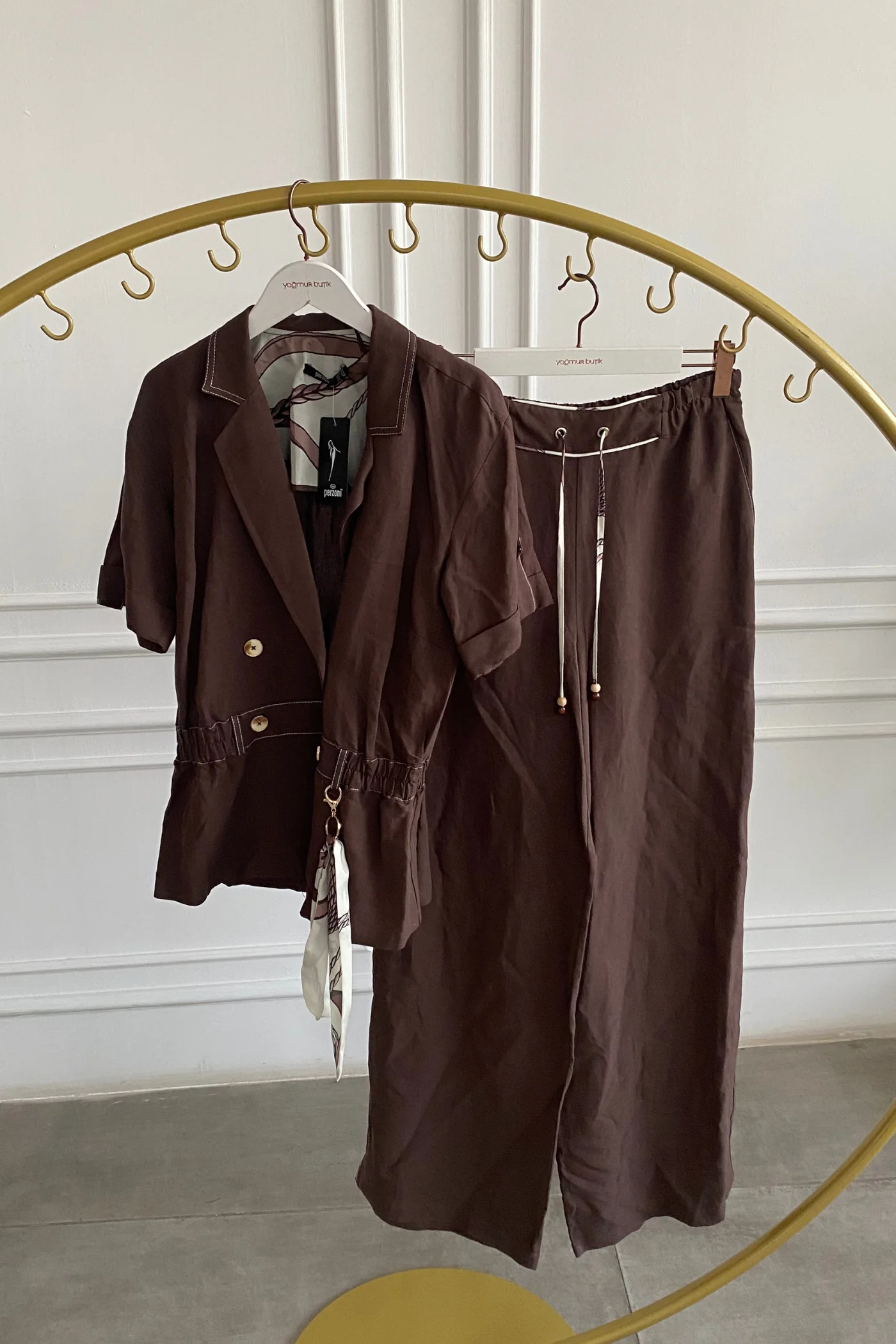 Kısa Kollu Keten Takım 