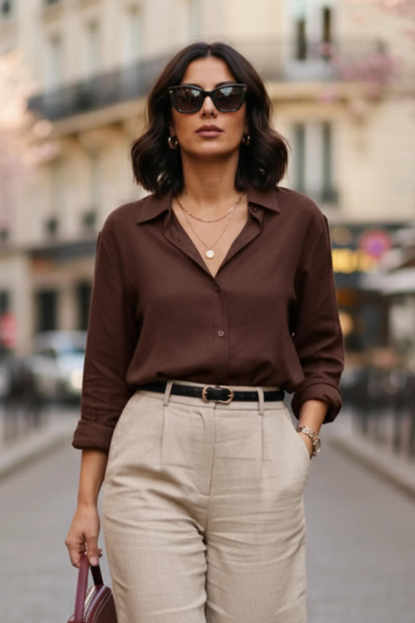 Modal Düz Gömlek - KAHVERENGI