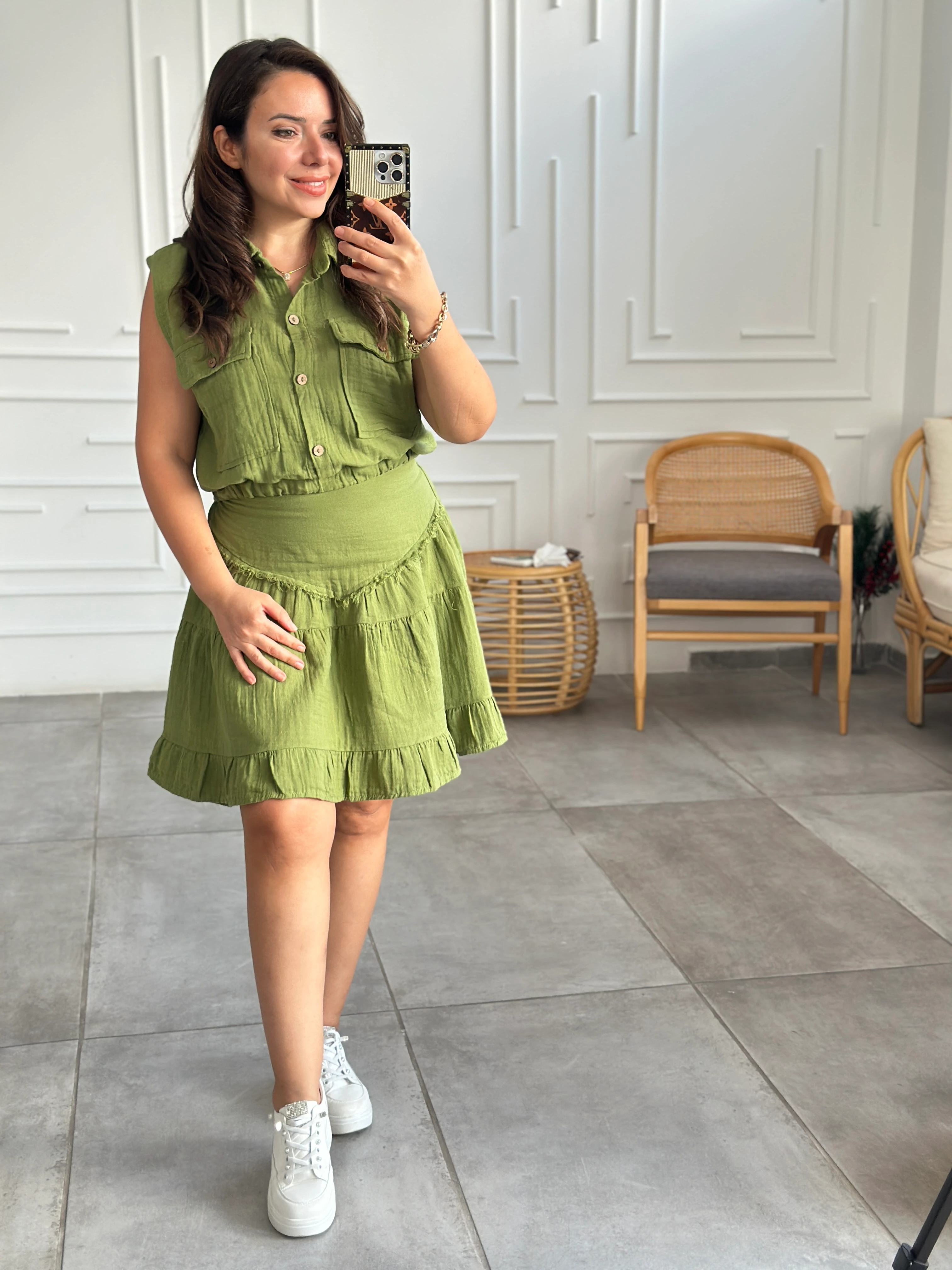 Pis Dikiş Müslin Etek - HAKI