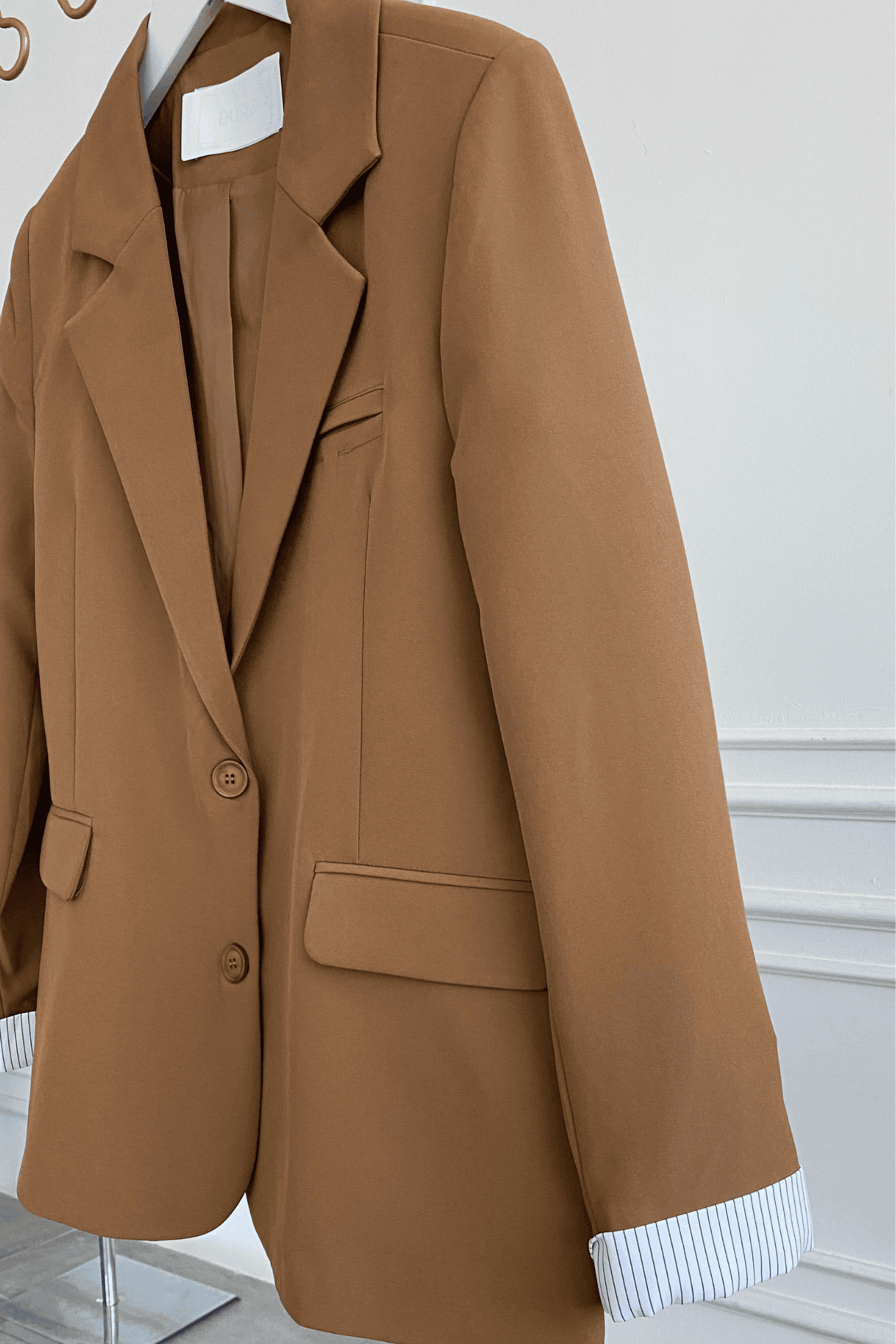 Oversize Çizgi Garnili Blazer Ceket