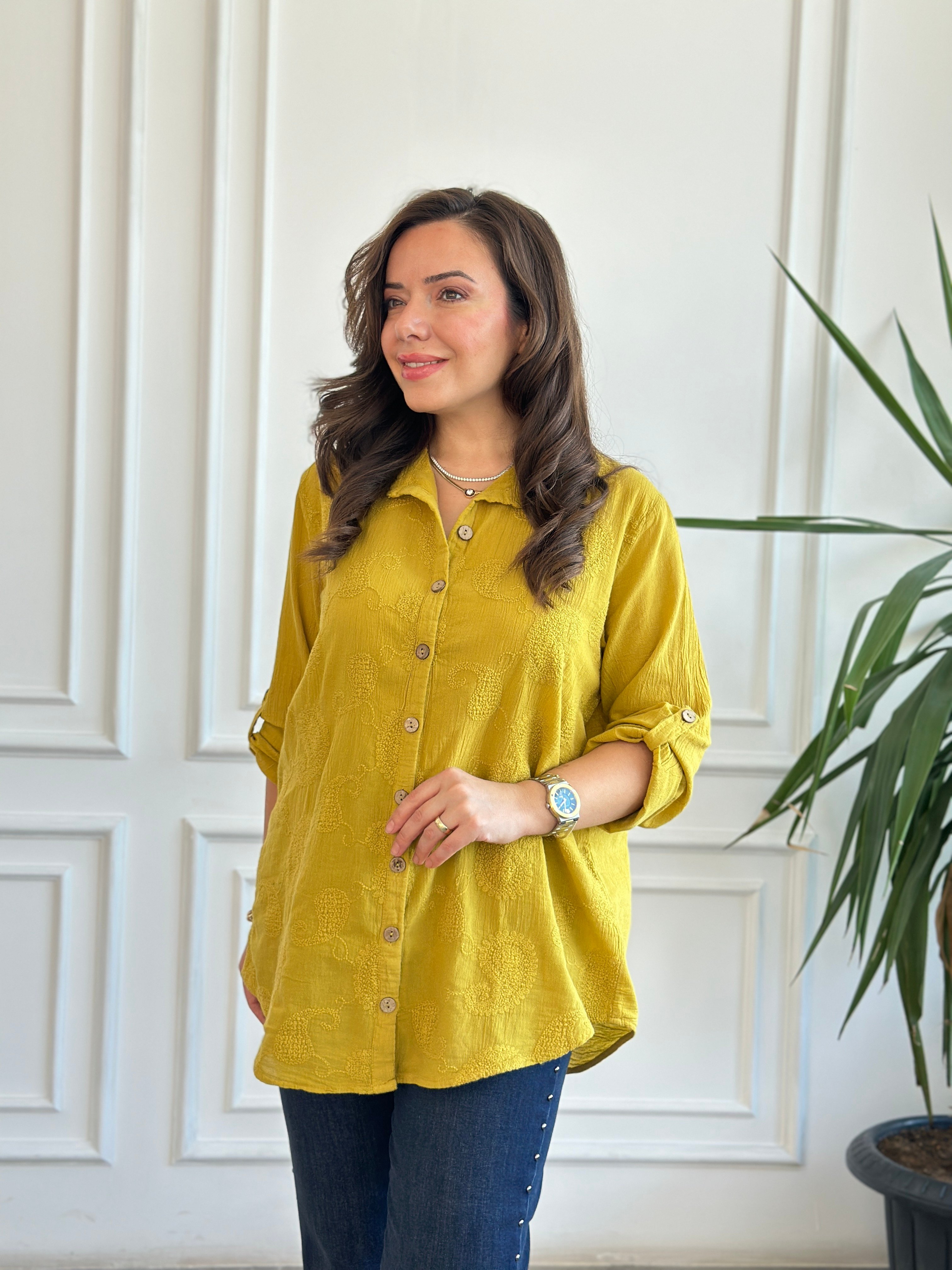 Nakışlı Pamuk Gömlek