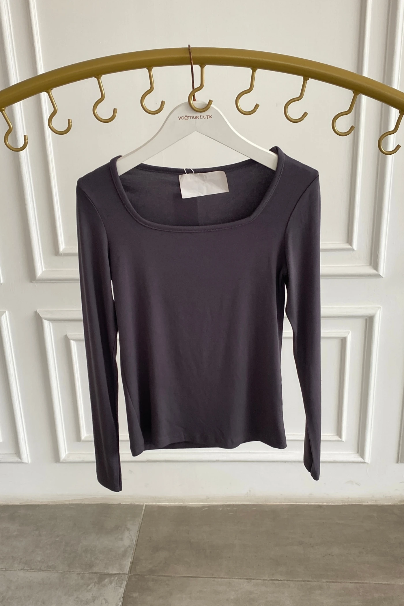 Kare Yaka Uzun Kollu Badi - ANTRASIT