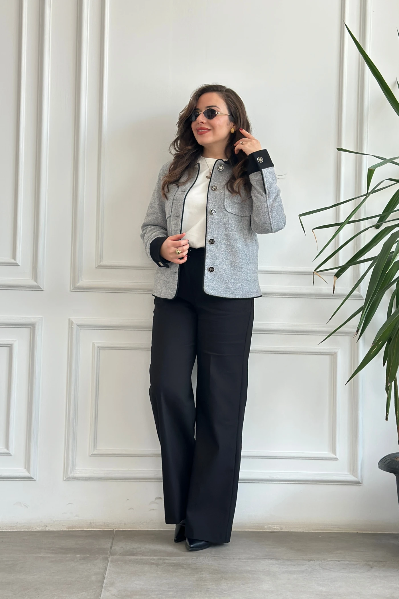 Dört Cepli Düğmeli Kaşe Ceket