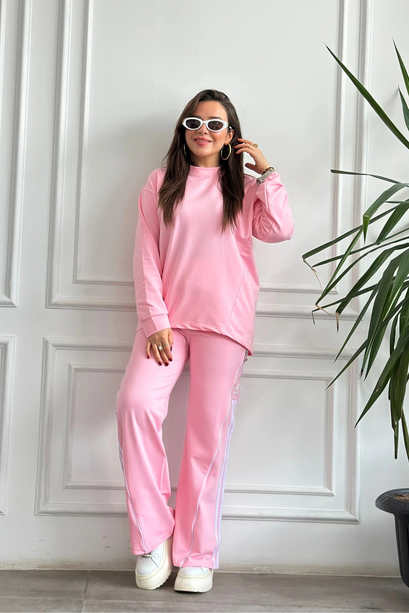 Arkası Ve Paçası Fermuar Detaylı Eşofman Takımı - PEMBE