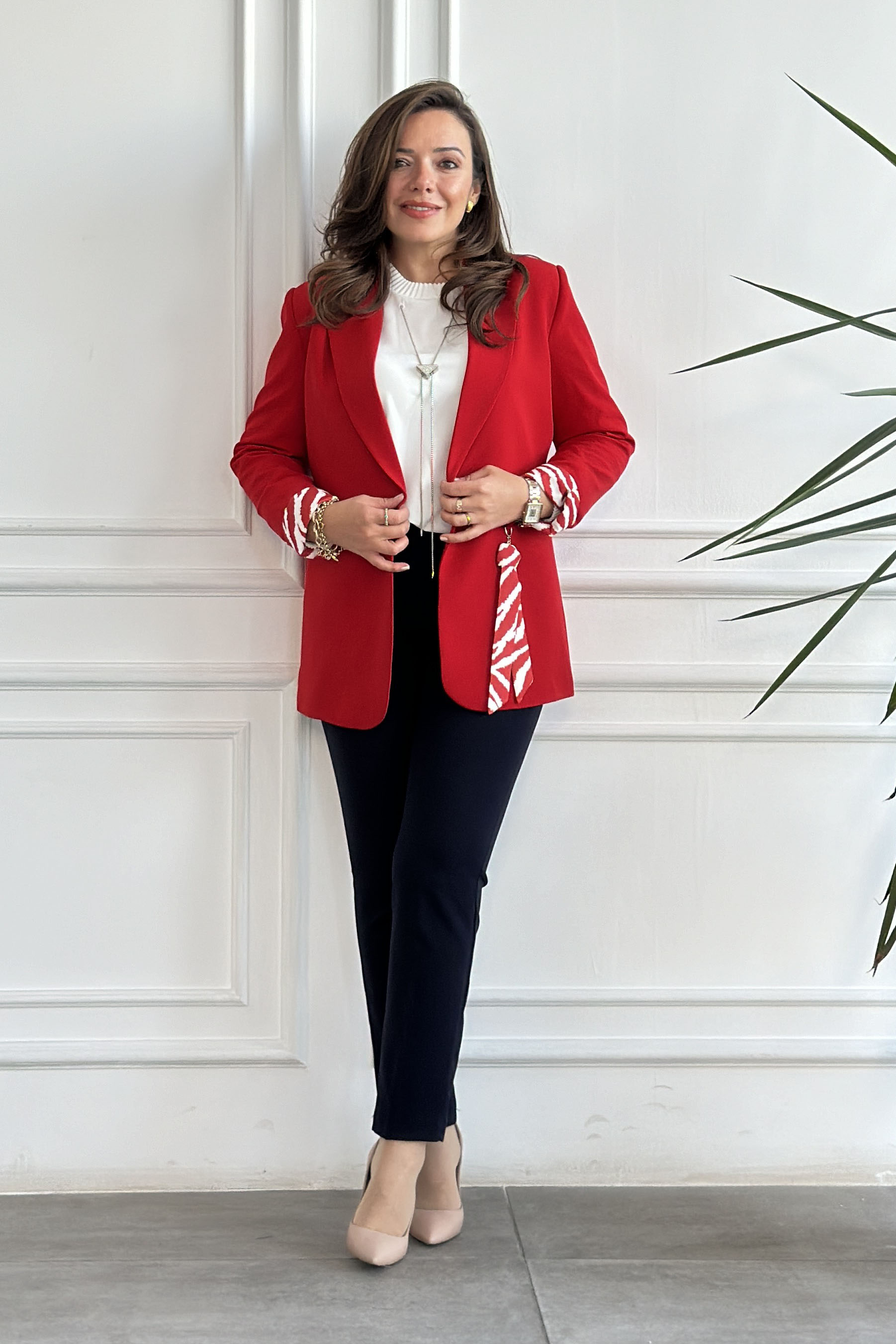 Cebi Fularlı Blazer Ceket