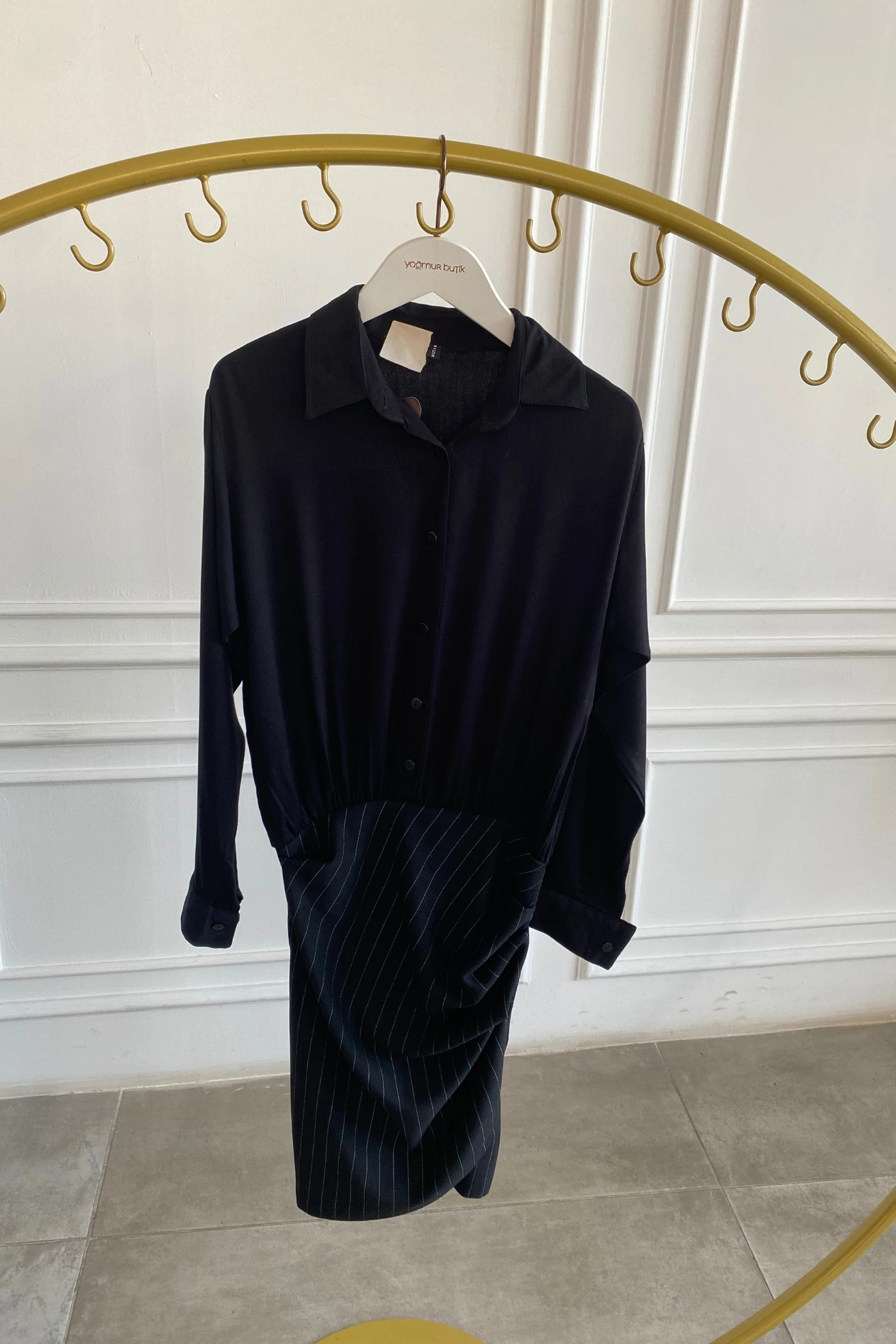 Gömlek Detaylı Scuba Elbise