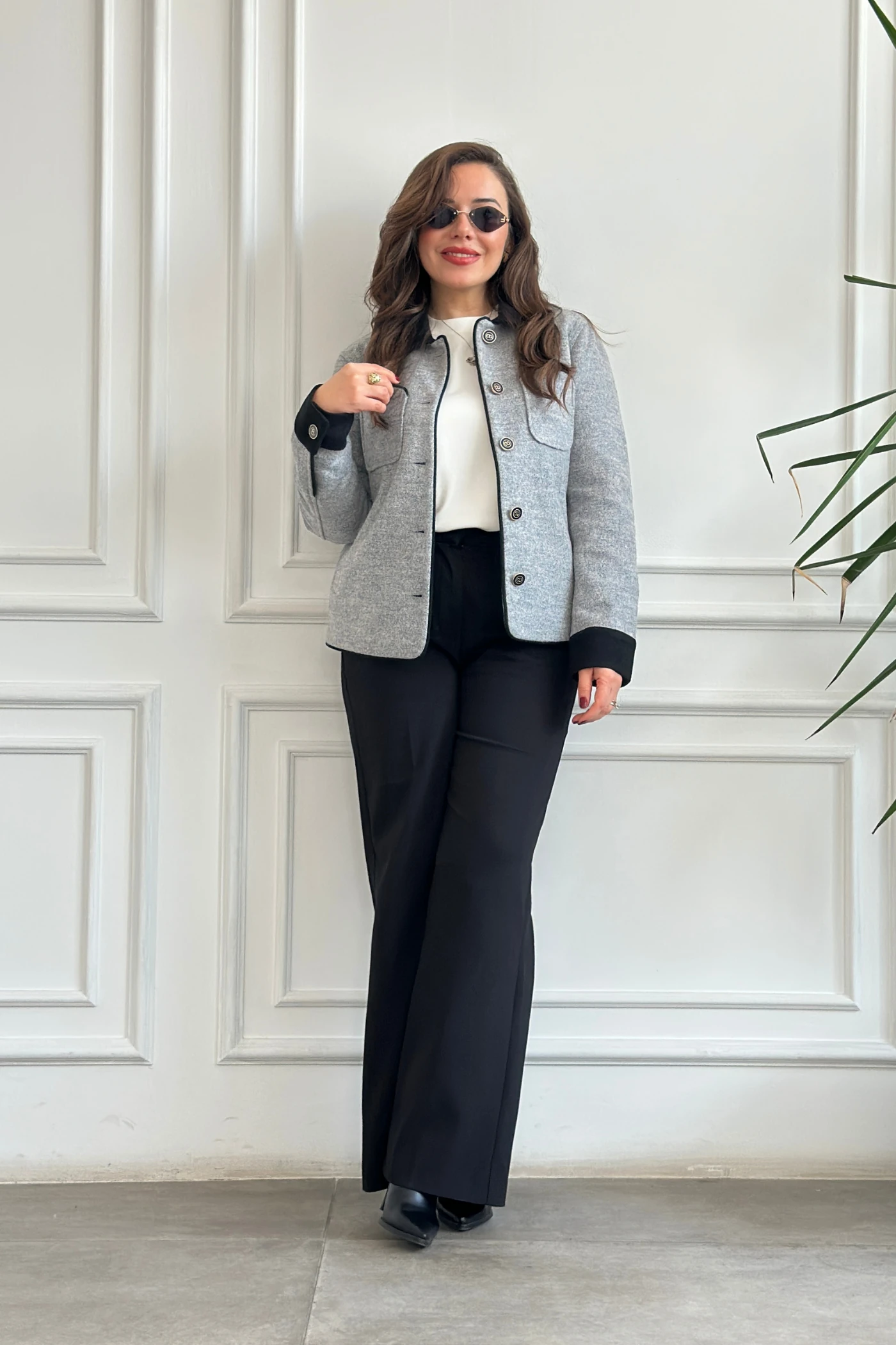 Dört Cepli Düğmeli Kaşe Ceket