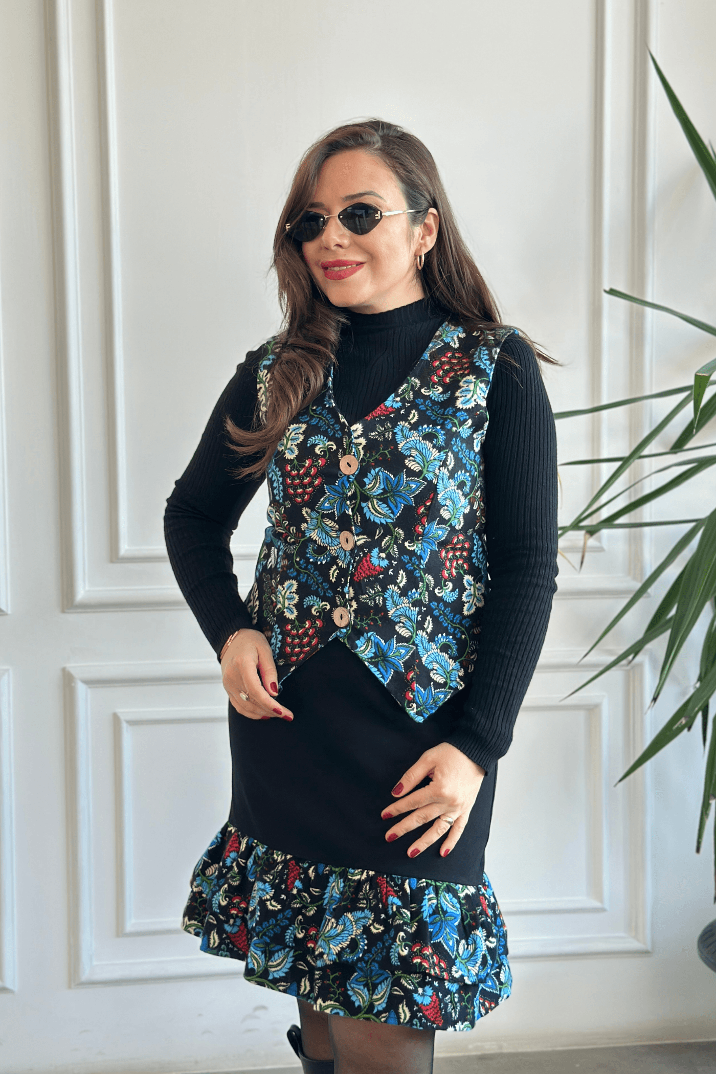 Etek Ucu Pazen Etek - SIYAH MAVI