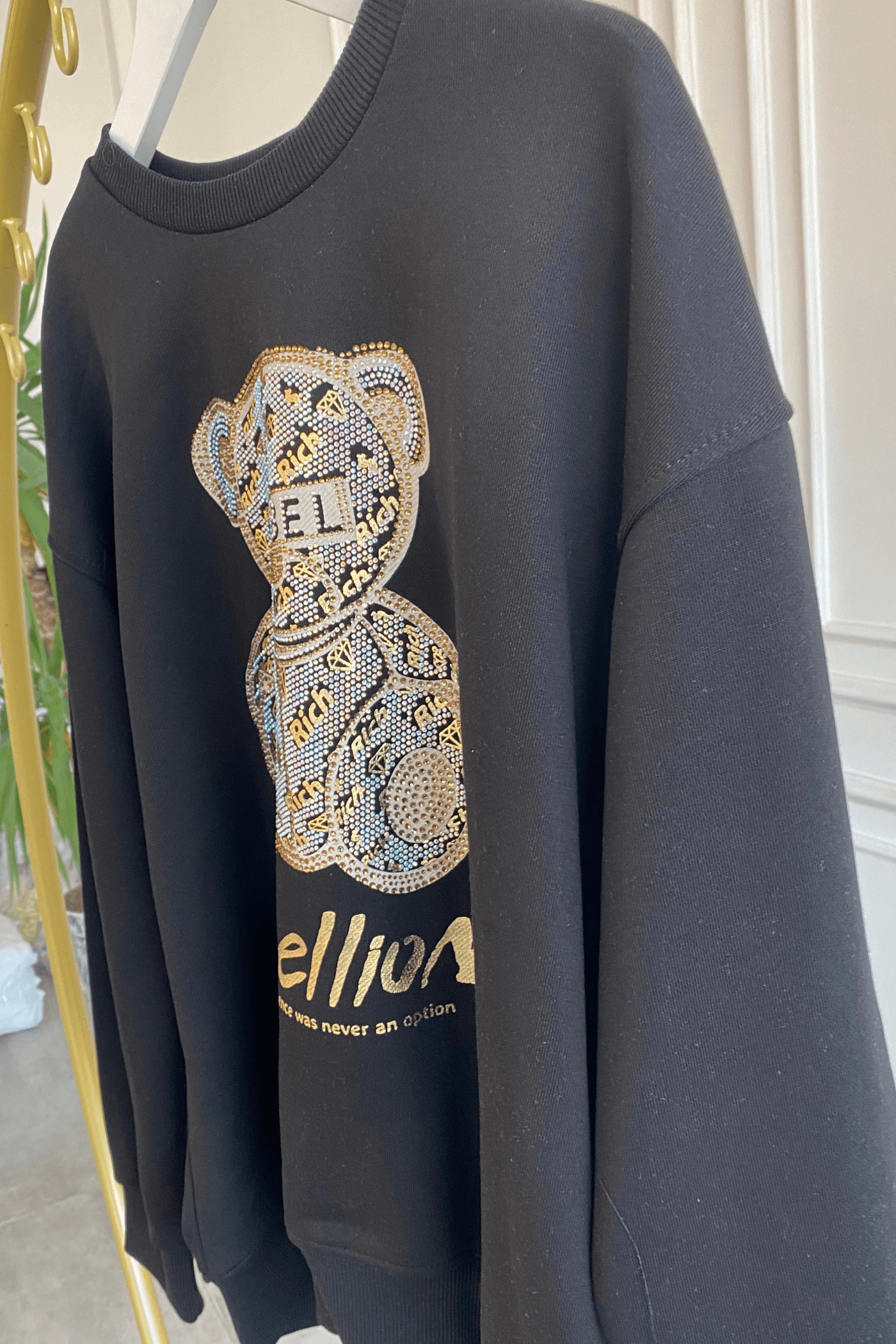 Önü Ayıcık Taş Baskılı Sweat 