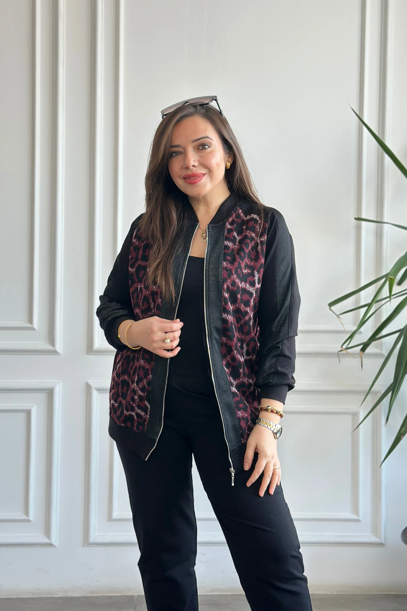 Leopar Detaylı Fermuarlı Eşofman Takımı  - MURDUM