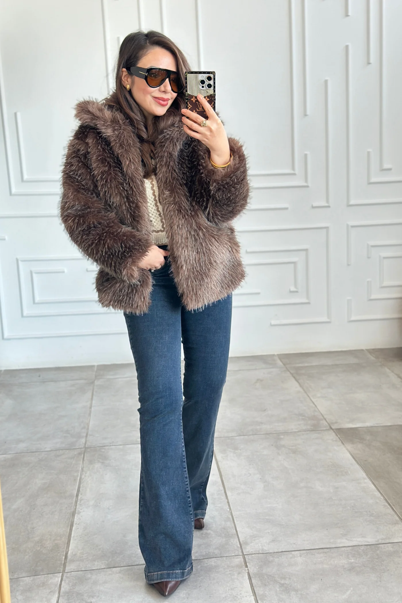 Kürklü Mont - KAHVERENGI