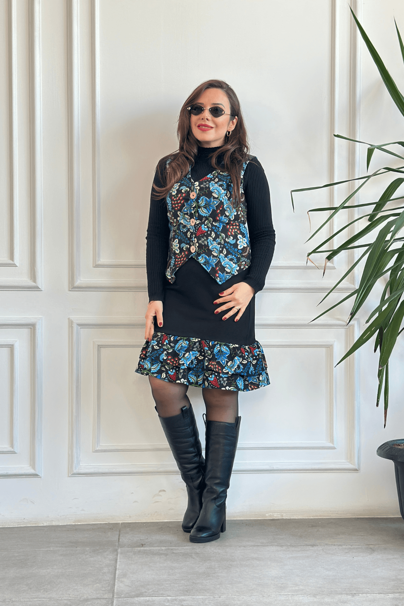 Etek Ucu Pazen Etek - SIYAH MAVI