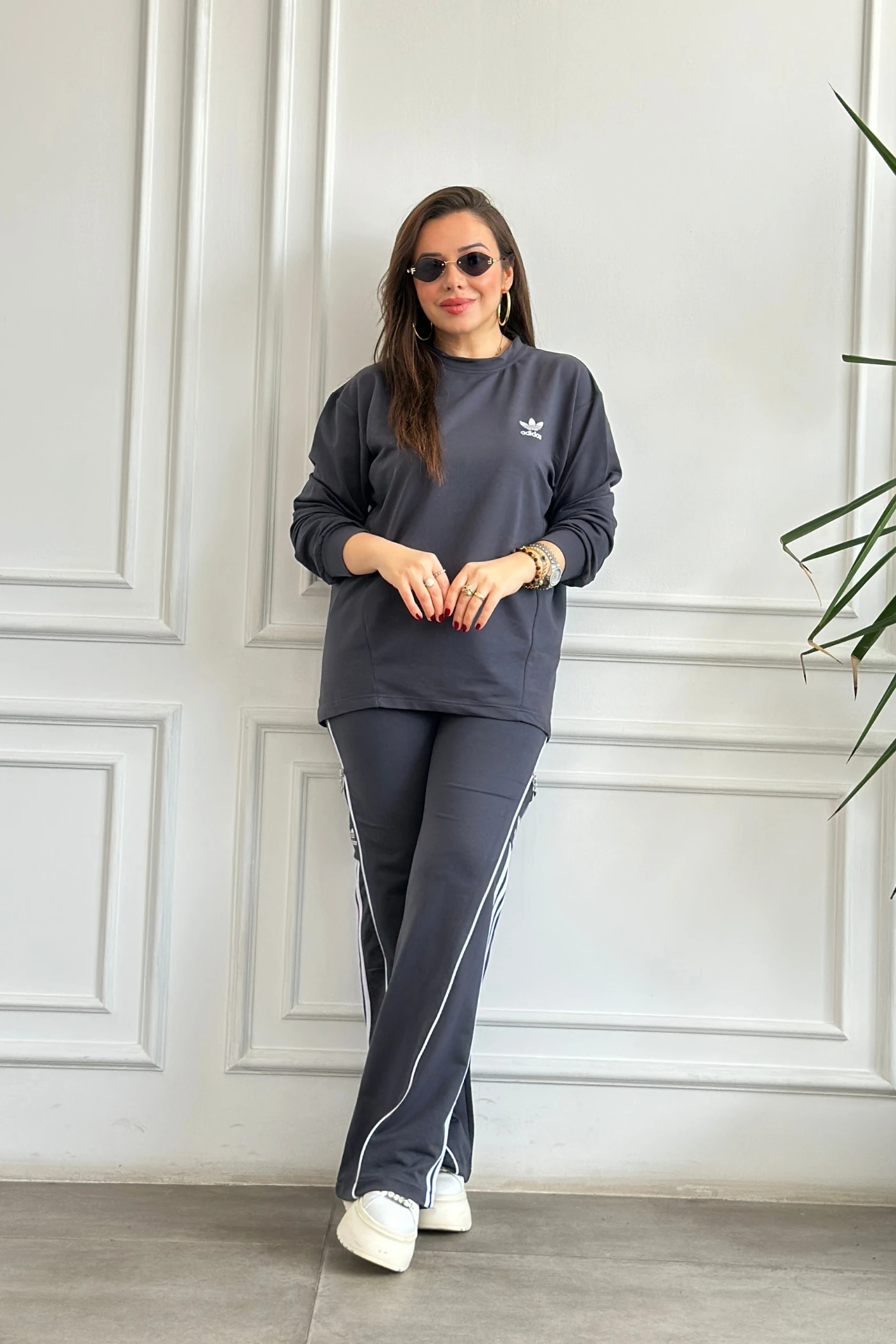 Arkası Ve Paçası Fermuar Detaylı Eşofman Takımı - ANTRASIT