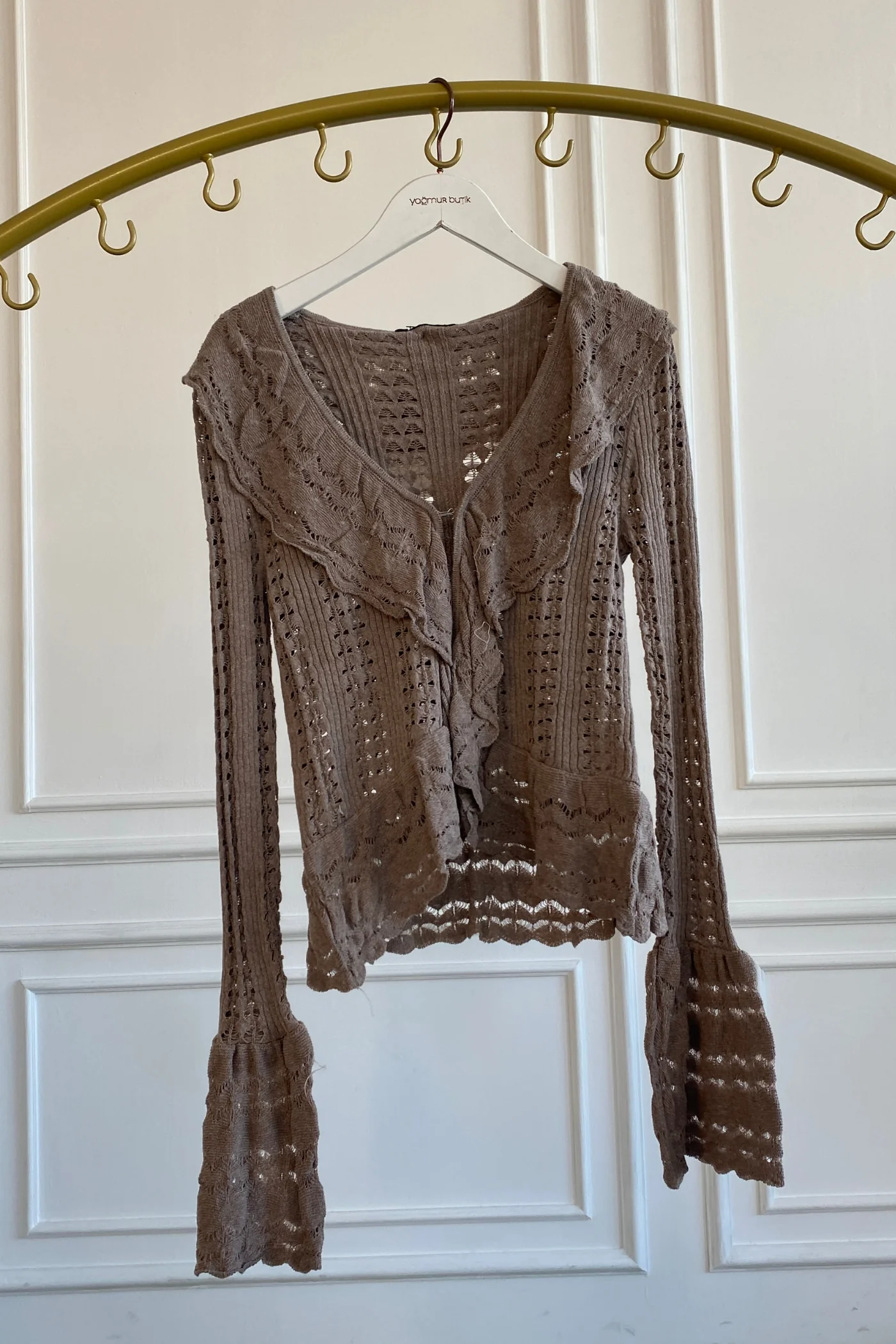 Fırfırlı Triko Hırka - CAPPUCCINO