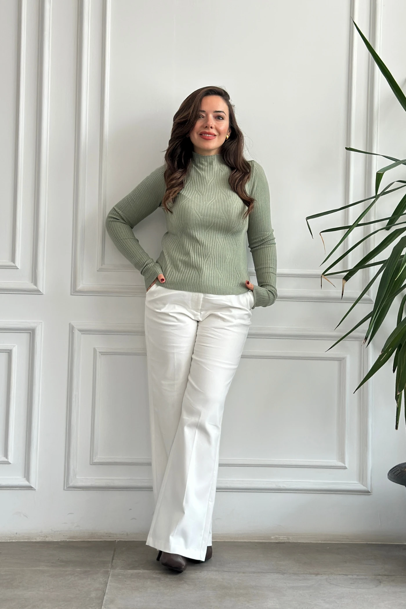 Yarım Balıkçı Fitilli Triko - MINT