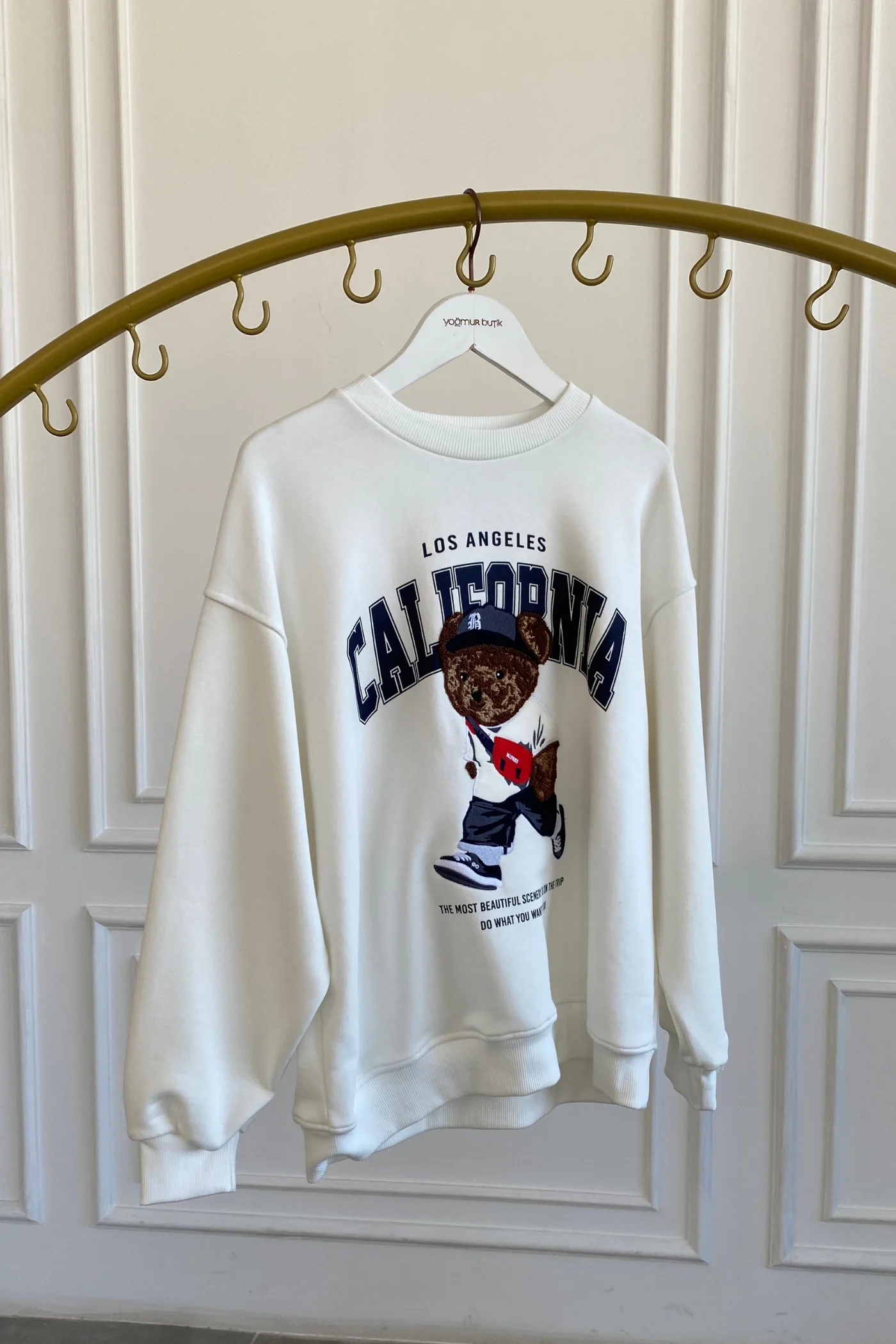 Önü Ayı Ve Yazı Baskılı Sweat 