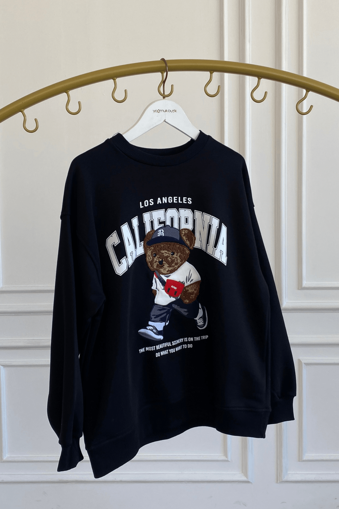 Önü Ayı Ve Yazı Baskılı Sweat 