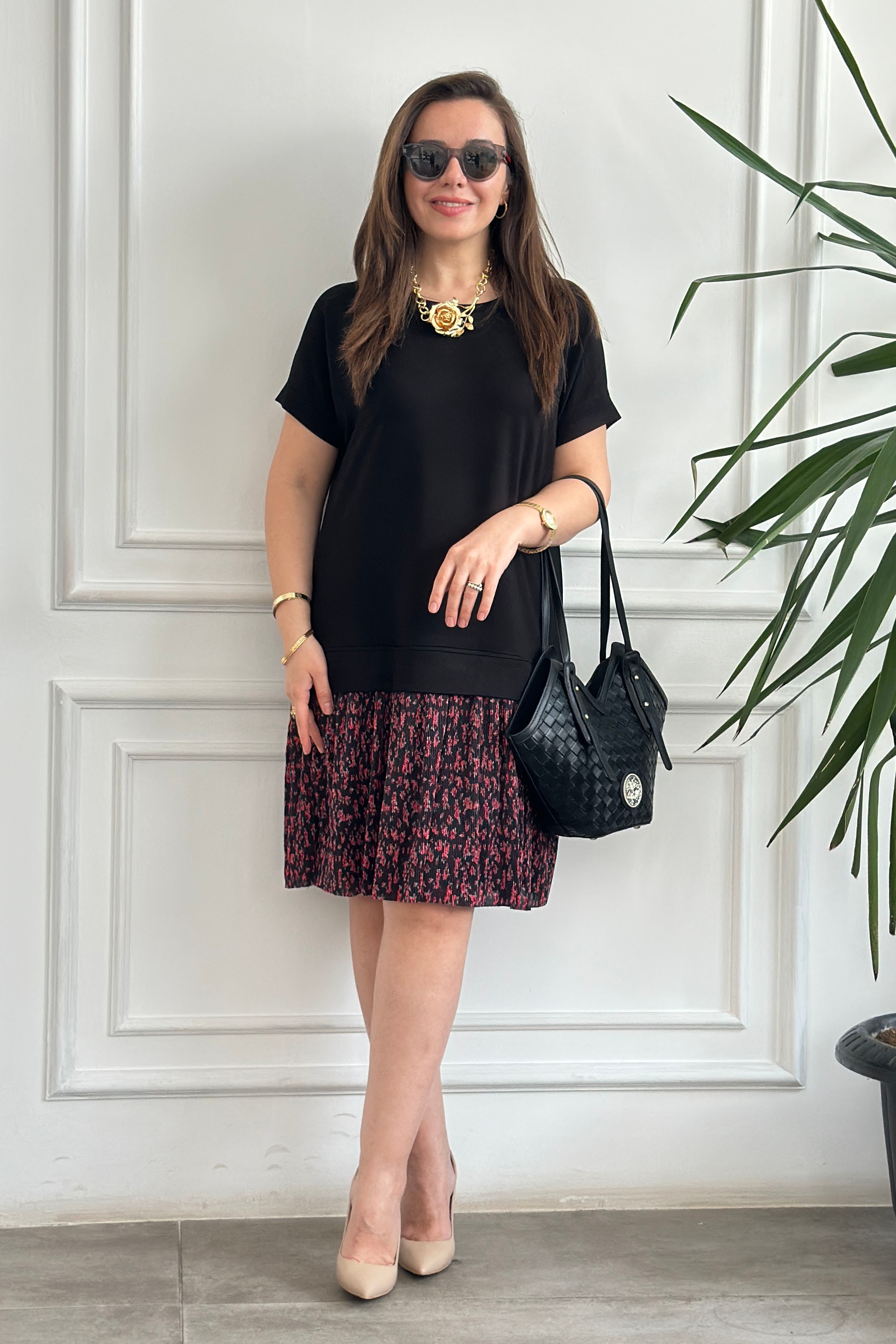 Çiçek Pilise Detaylı Sweat Elbise