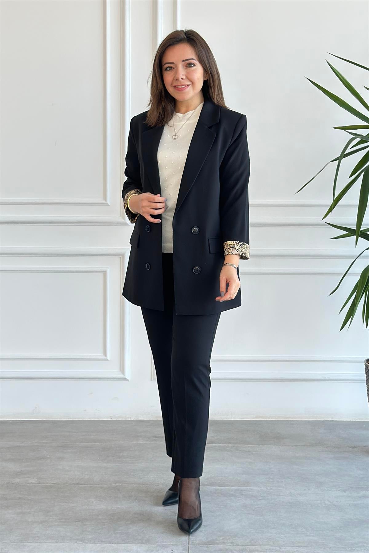 Manşetleri Ve Astarı Karışık Renkli Blazer Ceket