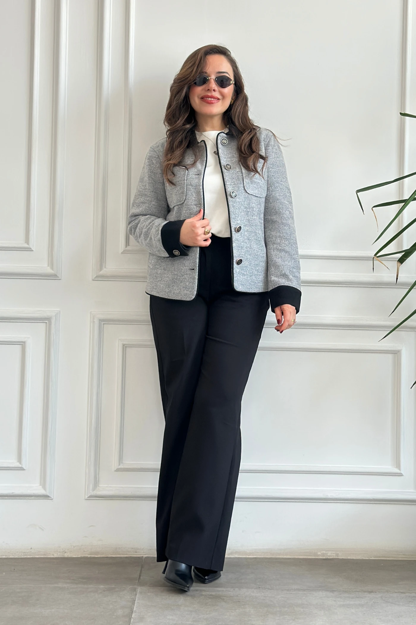 Dört Cepli Düğmeli Kaşe Ceket