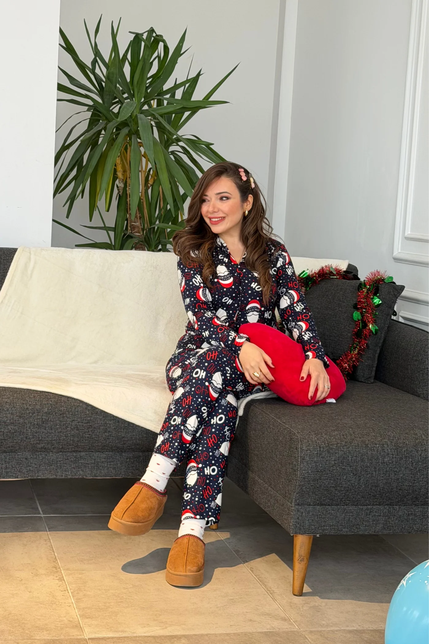 Şapka Desenli Pijama Takımı