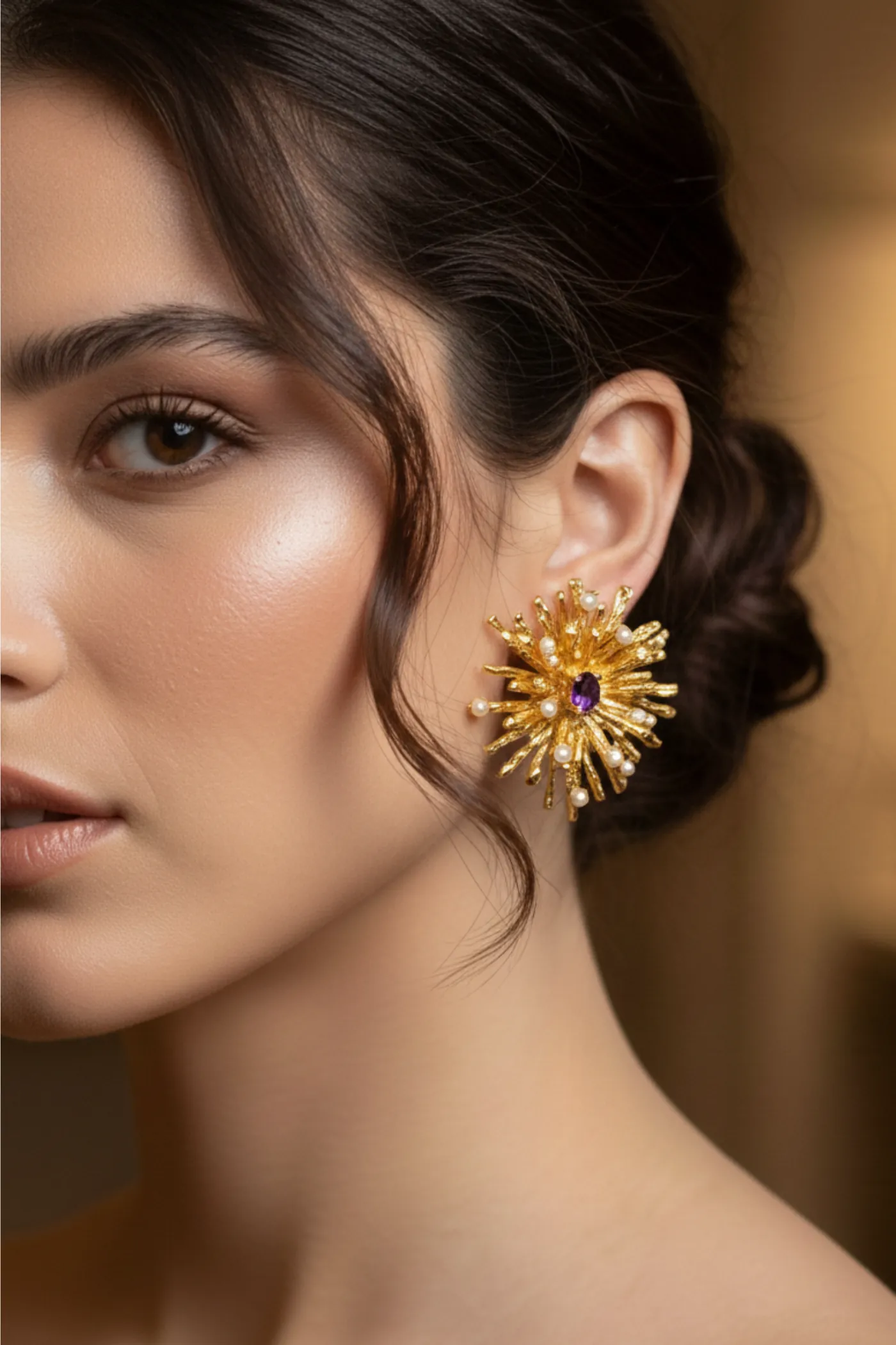 KP22 TAŞLI İNCİLİ TASARIM KÜPE