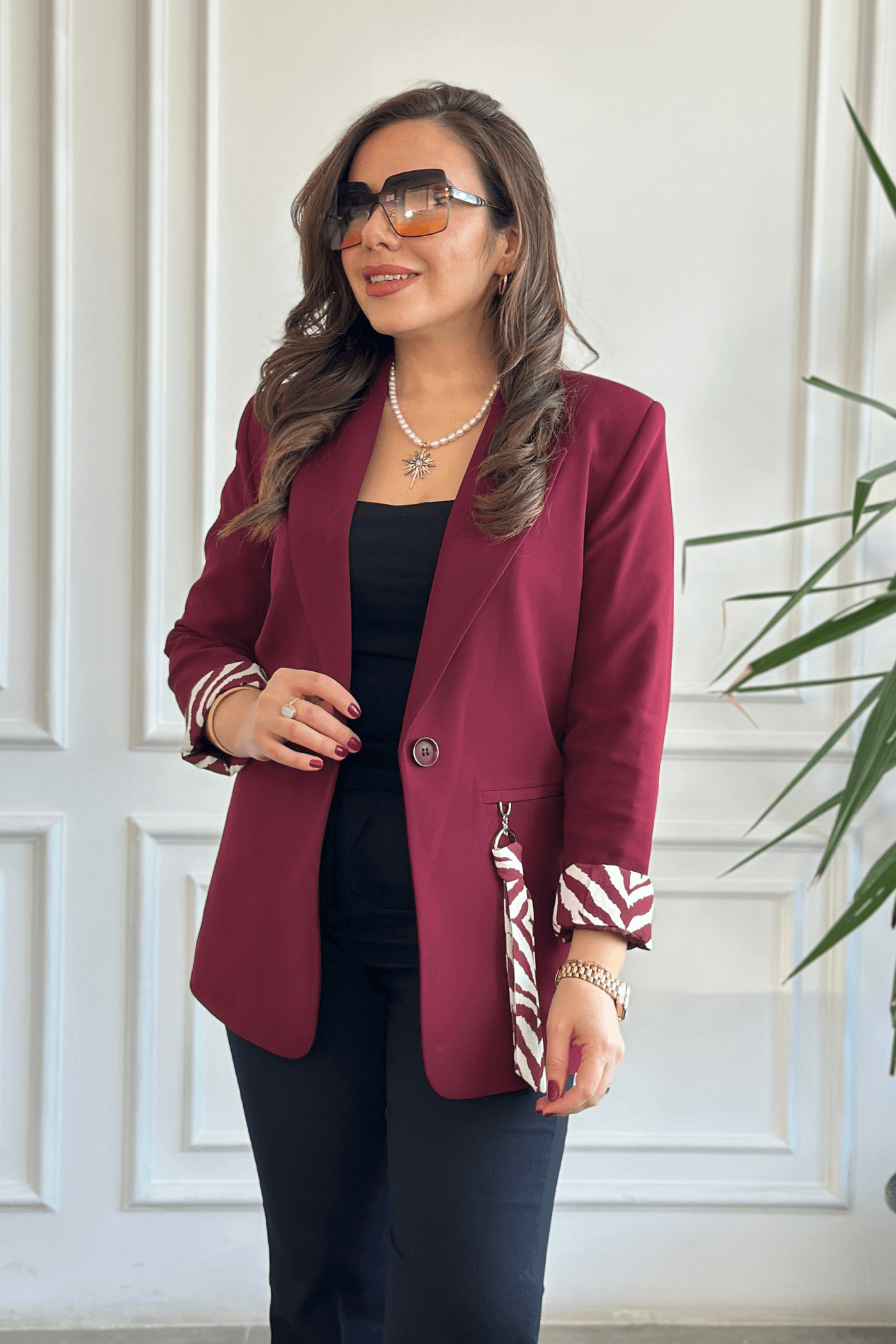 Cebi Fularlı Blazer Ceket