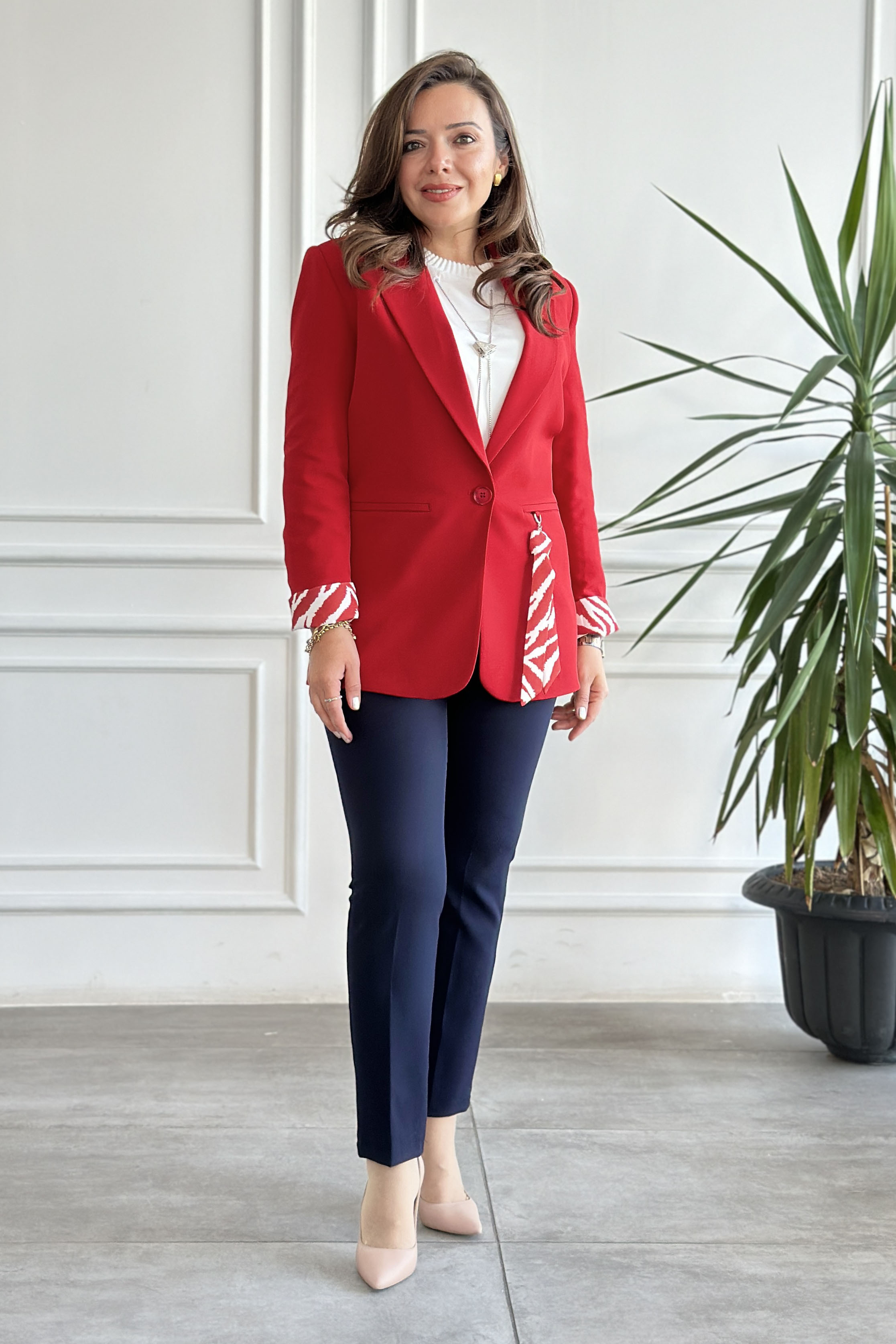 Cebi Fularlı Blazer Ceket