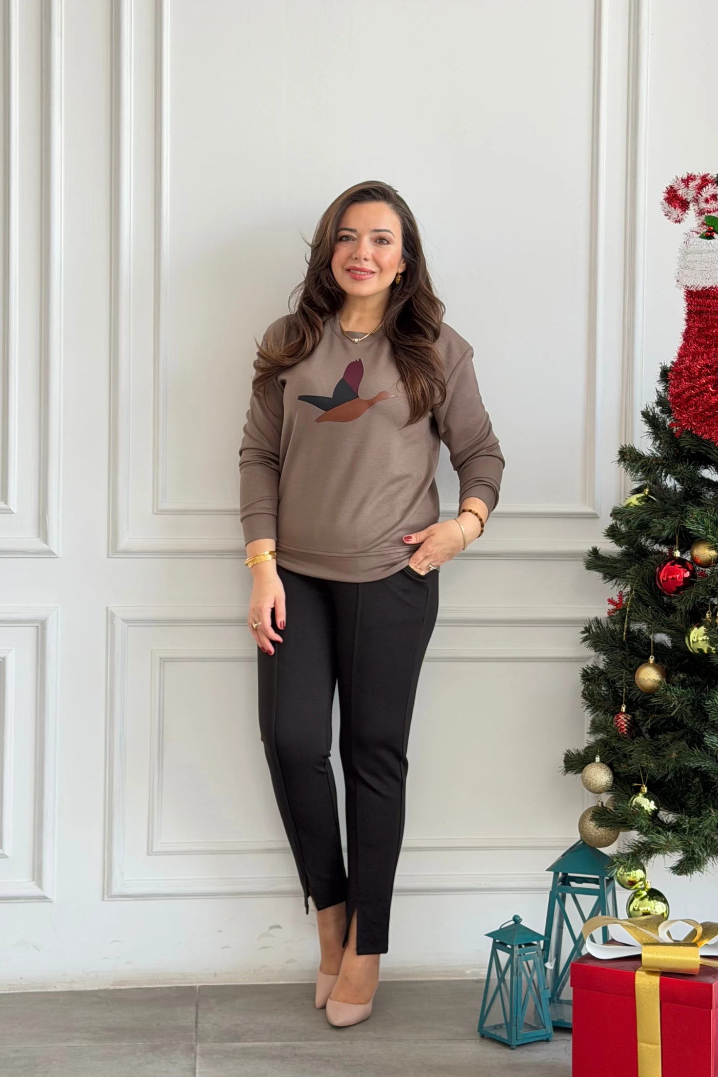 Önü Kuş Baskılı Sweat  - VIZON