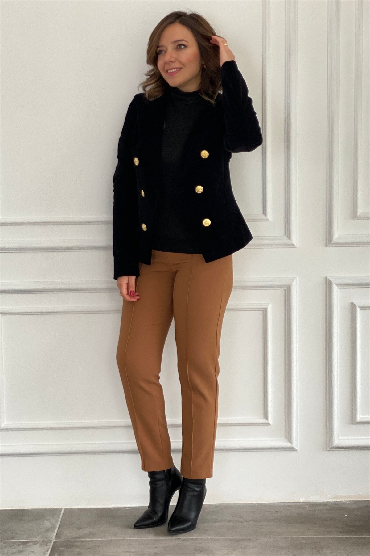 6 Düğmeli Kadife Blazer Ceket