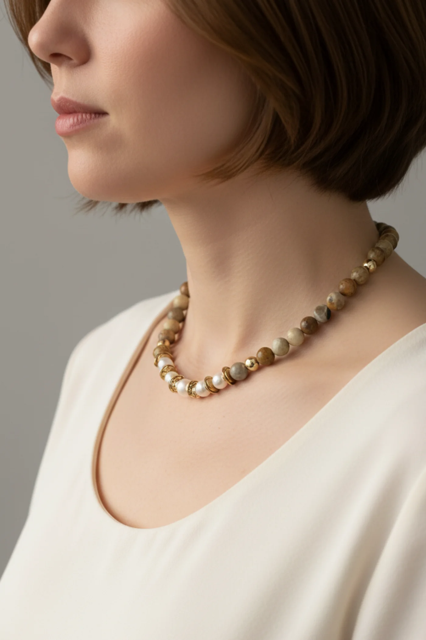 KLY47 Doğal Taş tasarım Kolye 