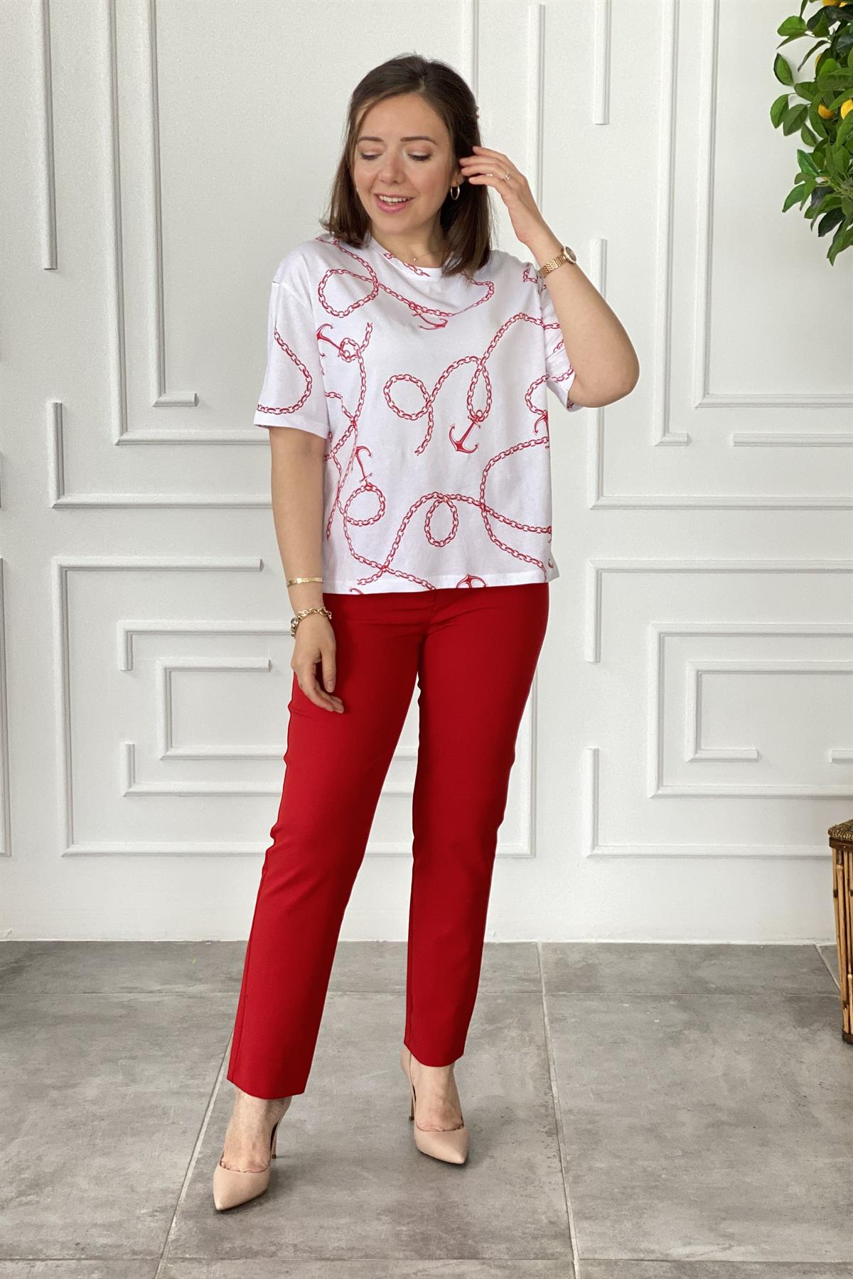 Çapa Desenli T-Shirt