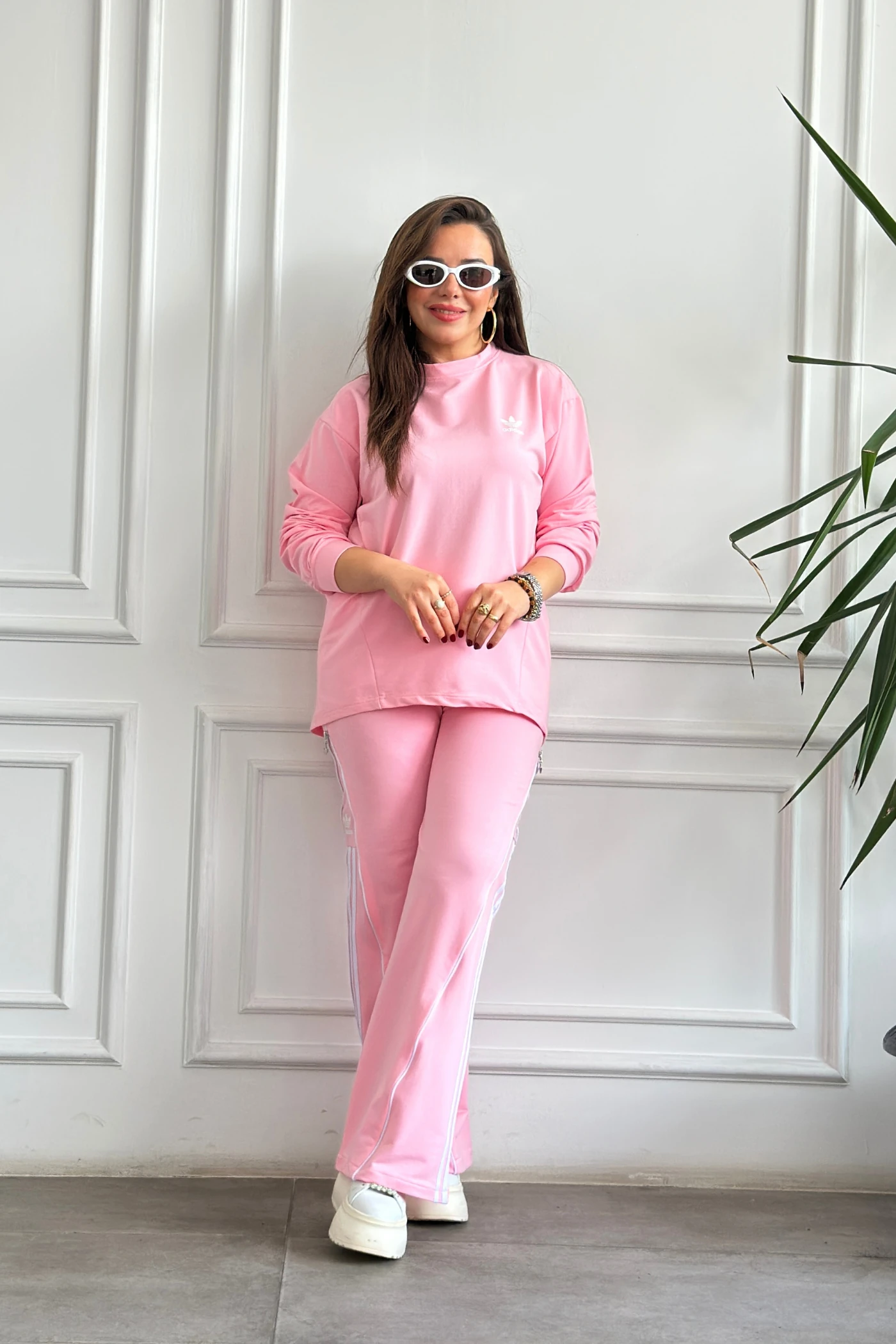 Arkası Ve Paçası Fermuar Detaylı Eşofman Takımı - PEMBE