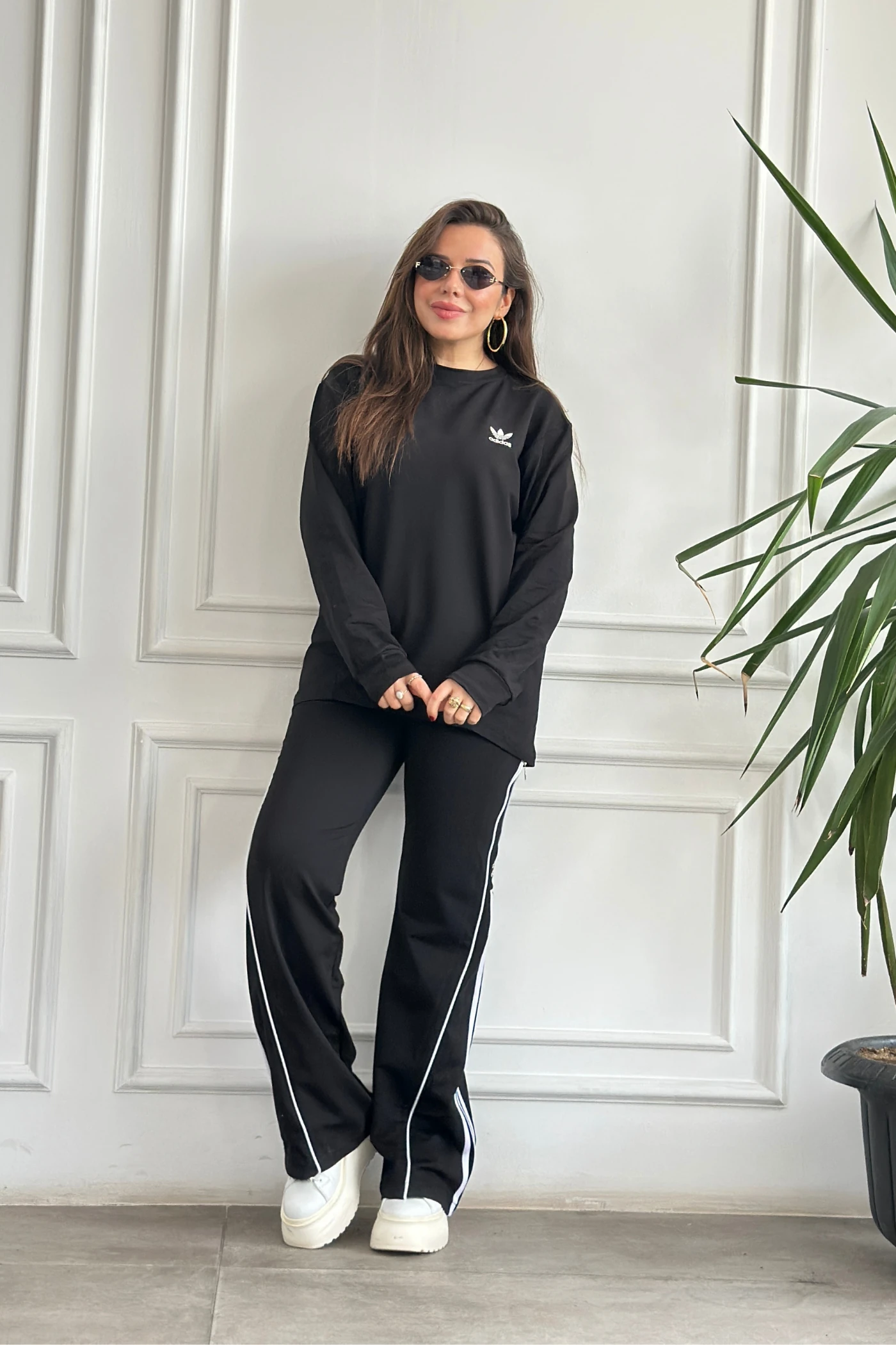 Arkası Ve Paçası Fermuar Detaylı Eşofman Takımı - SIYAH