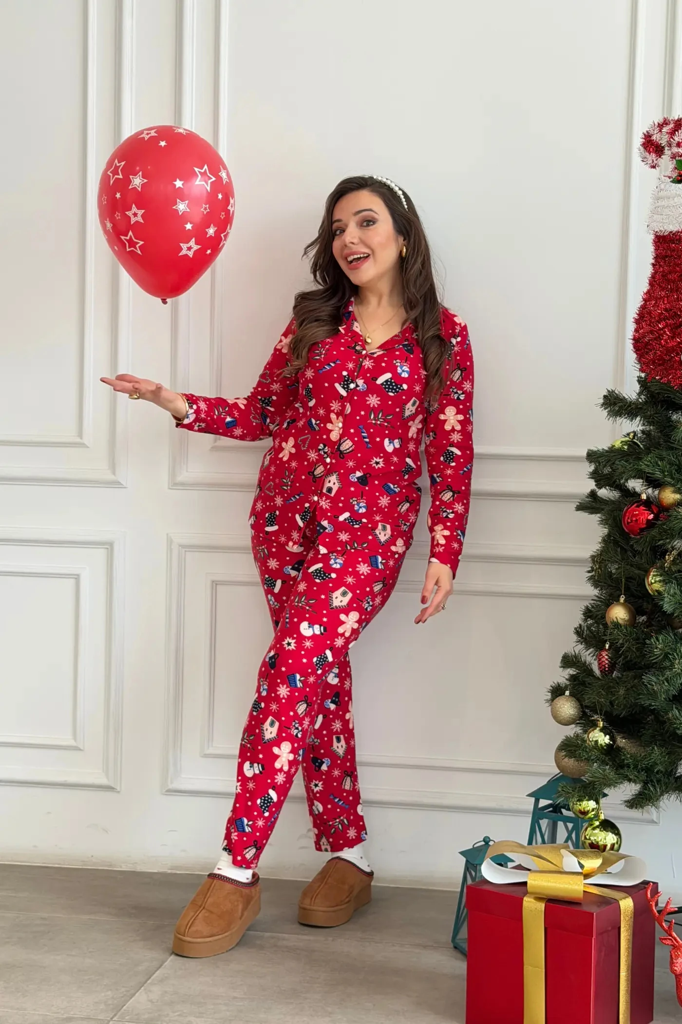 Büyük Beden Desenli Pijama Takımı 