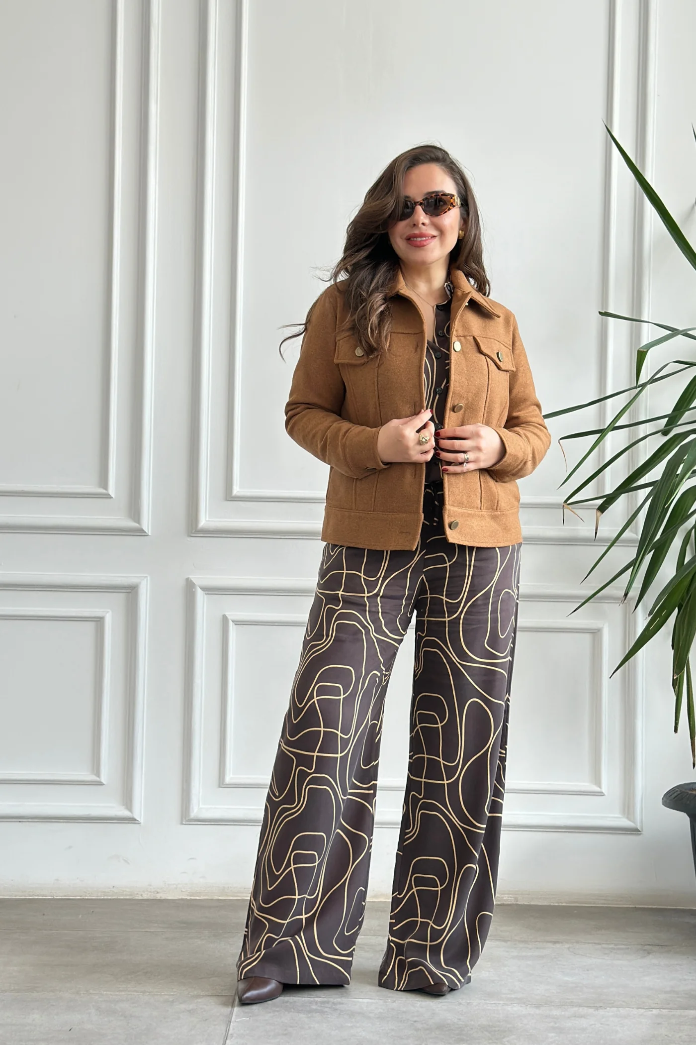 Metal Düğme Detaylı Kaşe Ceket - CAMEL