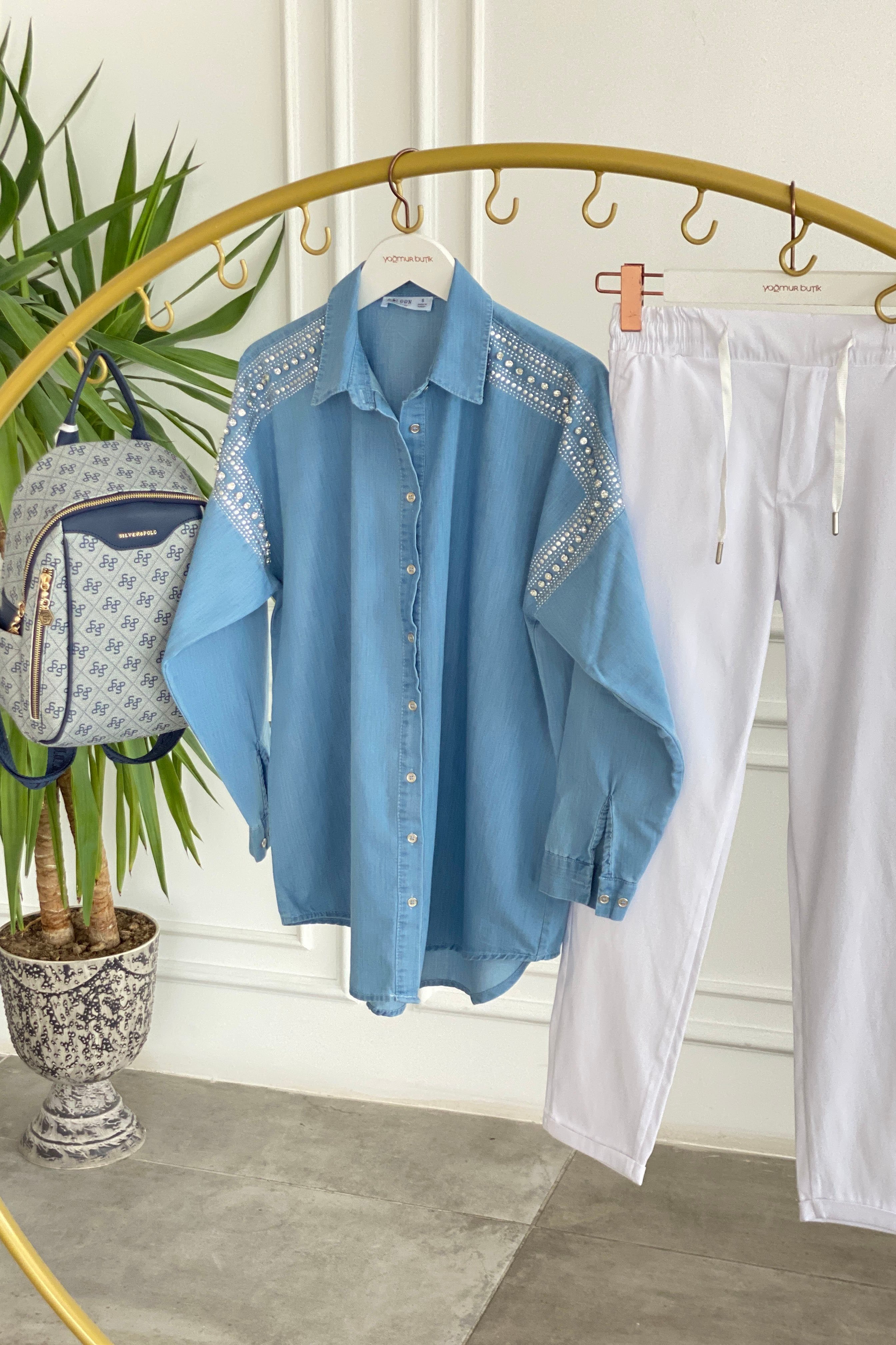 Duble Paça Yandan Cepli Spor Pantolon - BEYAZ